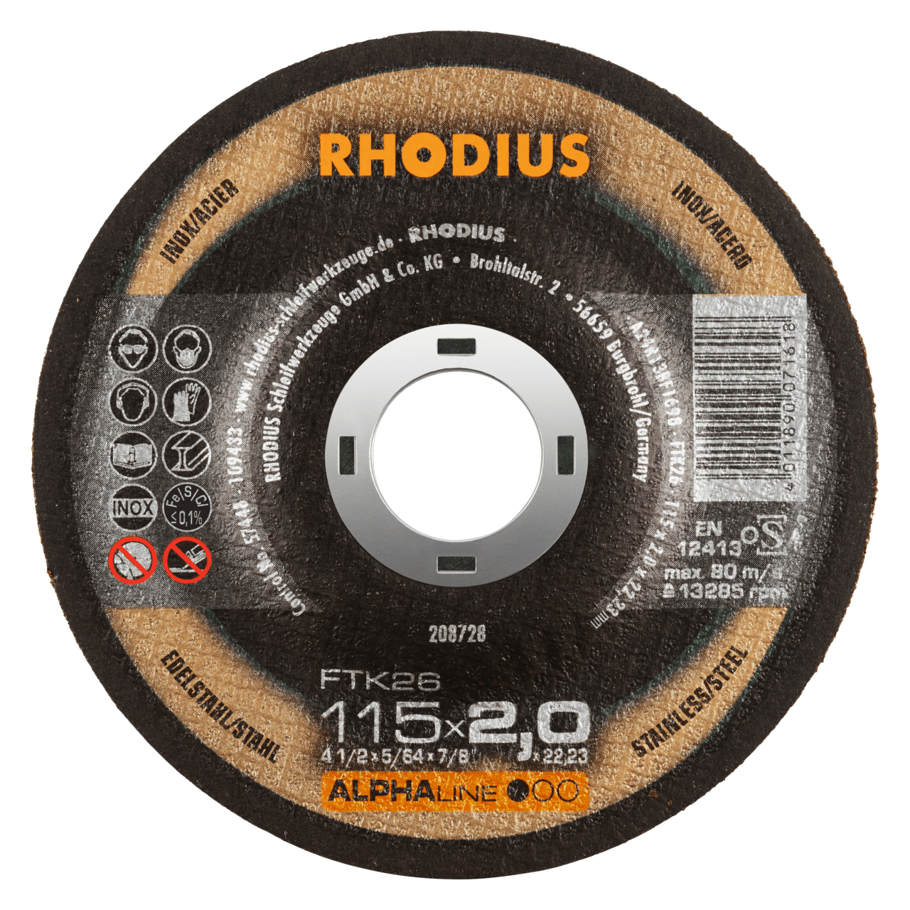 25 x RHODIUS Freihandtrennscheibe FTK26 Ø 115 mm | 208728