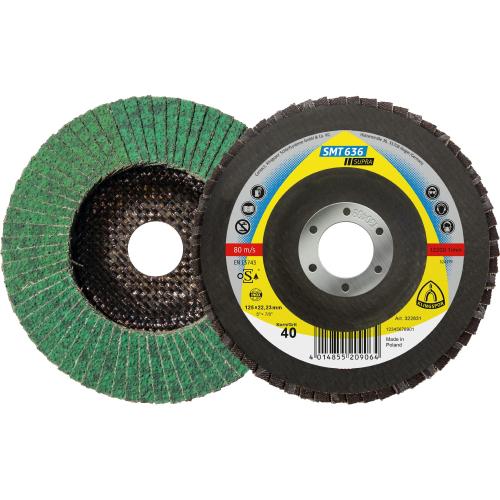 10x Klingspor SMT 636 Fächerscheibe Schleifmopteller Multibindung, 125x22,23mm Korn 80 gewölbt | 322833