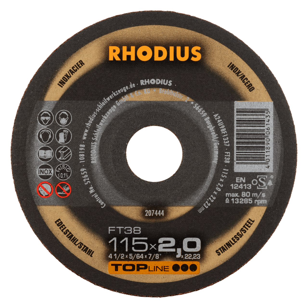 25 x RHODIUS Freihandtrennscheibe FT38 Ø 115 mm | 207444