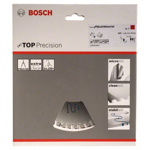 BOSCH Kreissägeblatt Top Precision Best für Multi Material, Ø 165mm, 48 Zähne 