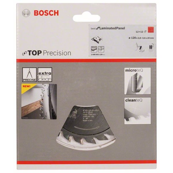 BOSCH Vorritzblatt Top Precision Best für Laminatplatte, Ø 120mm, 12 + 12 Zähne 