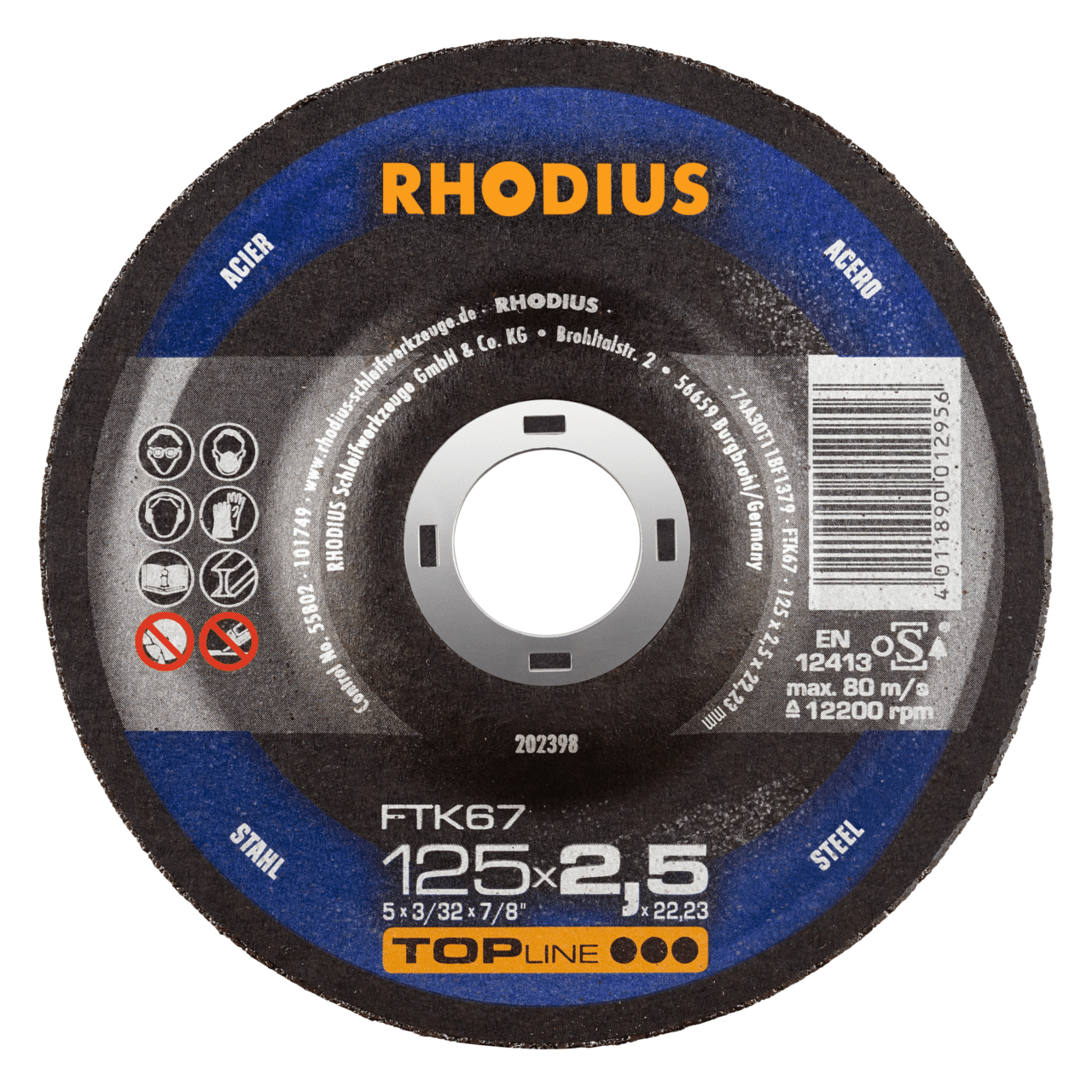 25 x RHODIUS Freihandtrennscheibe FTK67 Ø 125 mm | 202398