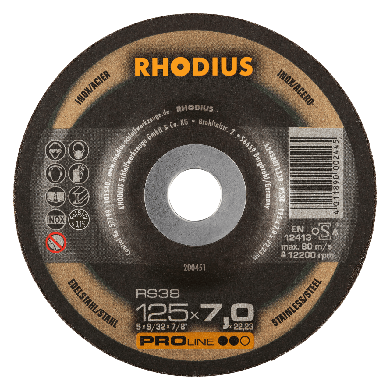 25 x RHODIUS Schruppscheibe RS38 Ø 125 mm | 200451