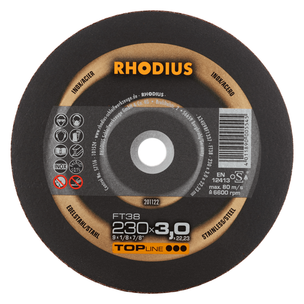 25 x RHODIUS Freihandtrennscheibe FT38 Ø 230 mm | 201122