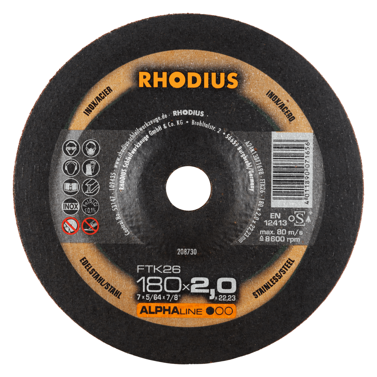 25 x RHODIUS Freihandtrennscheibe FTK26 Ø 180 mm | 208730