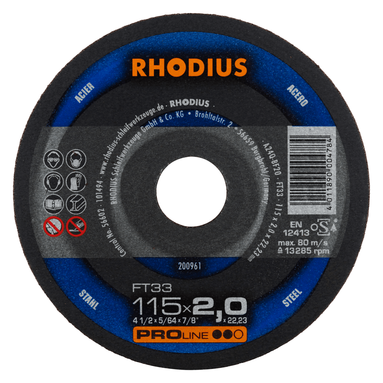 25 x RHODIUS Freihandtrennscheibe FT33 Ø 115 mm | 200961