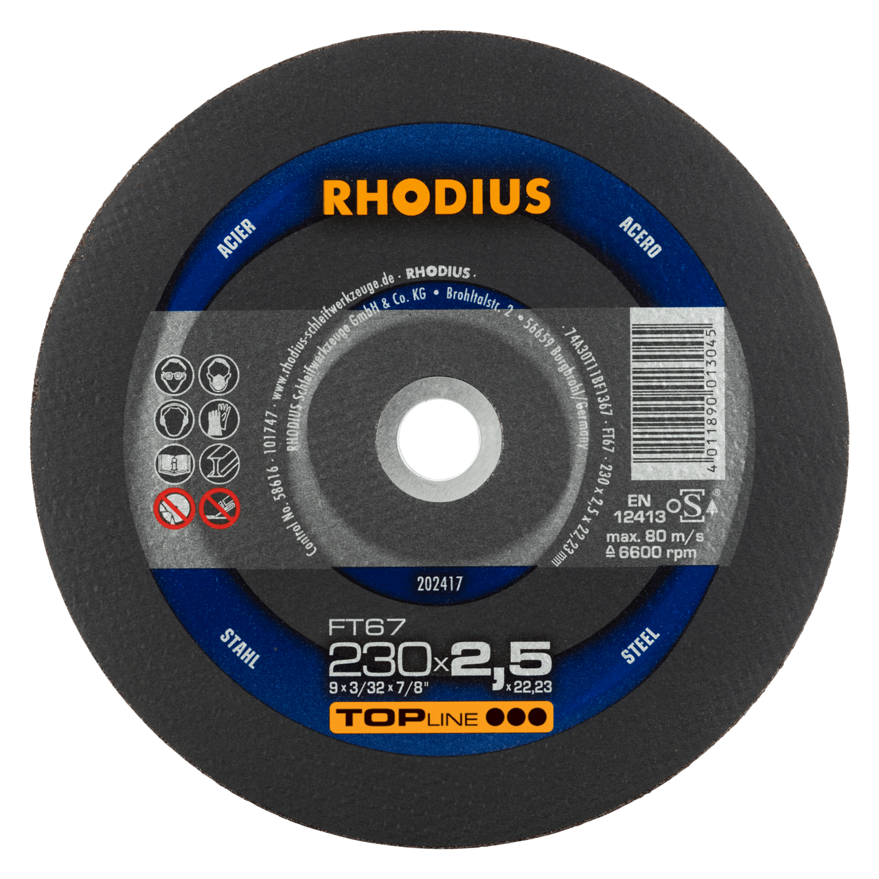 25 x RHODIUS Freihandtrennscheibe FT67 Ø 230 mm | 202417