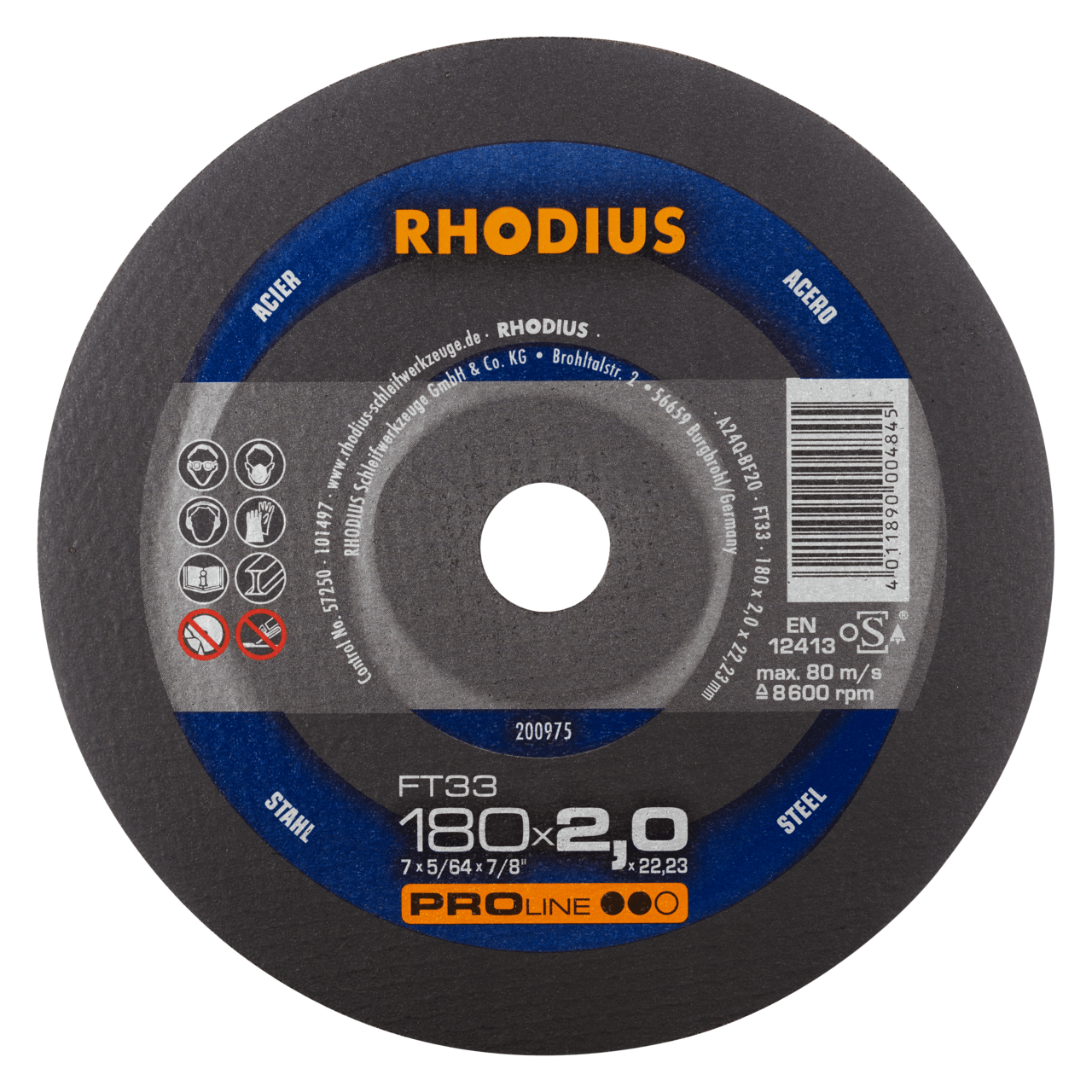 25 x RHODIUS Freihandtrennscheibe FT33 Ø 180 mm | 200975