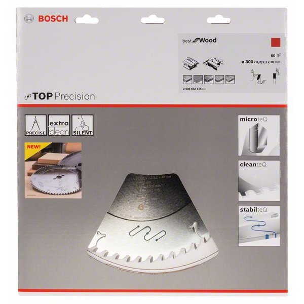 BOSCH Kreissägeblatt Top Precision Best für Holz, Ø 300mm, 60 Zähne 