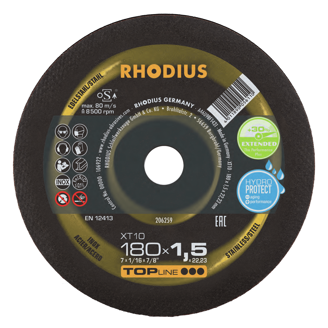 25 x RHODIUS Extradünne Trennscheibe XT10 Ø 180 mm | 206259