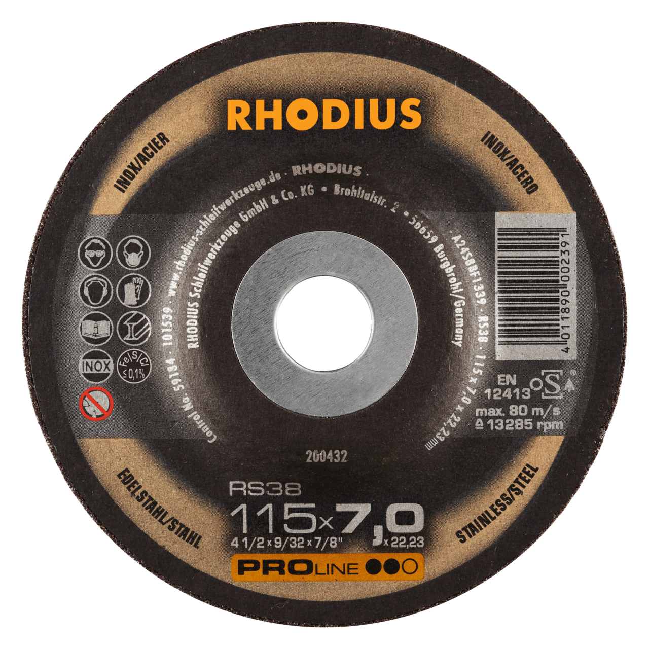 25 x RHODIUS Schruppscheibe RS38 Ø 115 mm | 200432