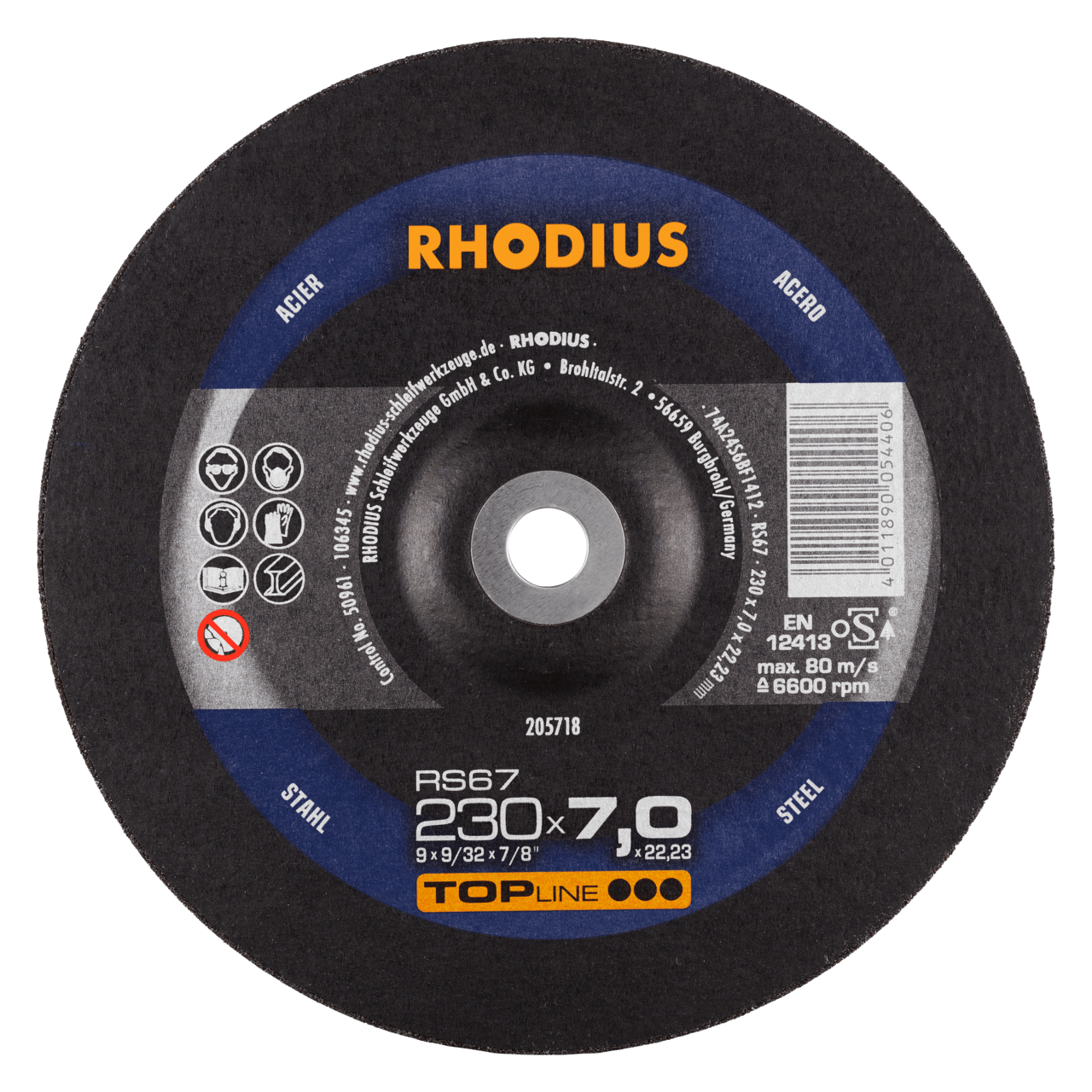 10 x RHODIUS Schruppscheibe RS67 Ø 230 mm | 205718