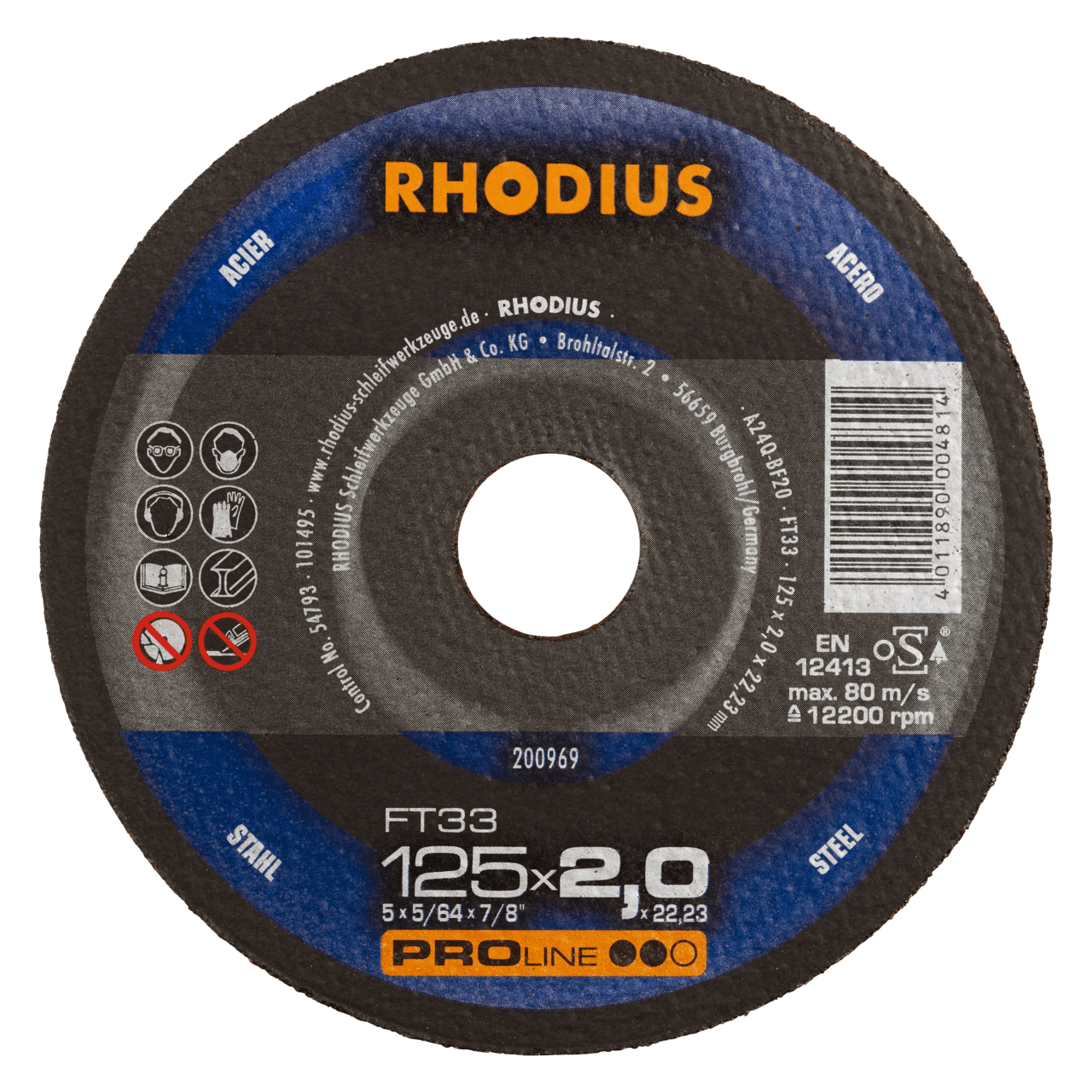 25 x RHODIUS Freihandtrennscheibe FT33 Ø 125 mm | 200969