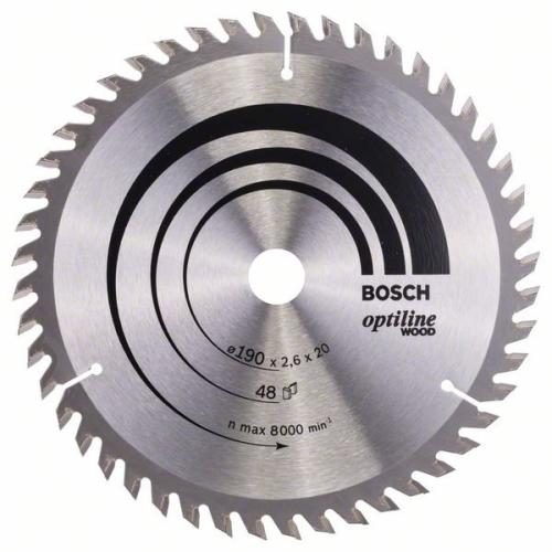 BOSCH Kreissägeblatt Optiline Holz für Handkreissägen, Ø 190mm, 48 Zähne | 2 608 640 614