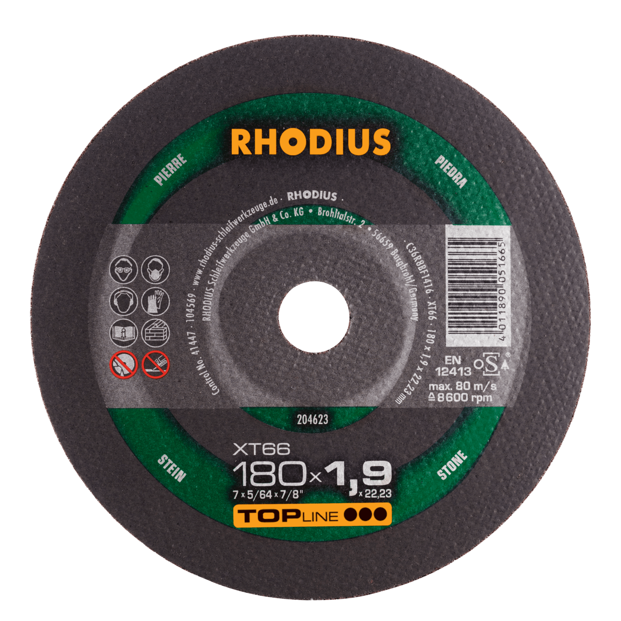 25 x RHODIUS Extradünne Trennscheibe XT66 Ø 180 mm | 204623