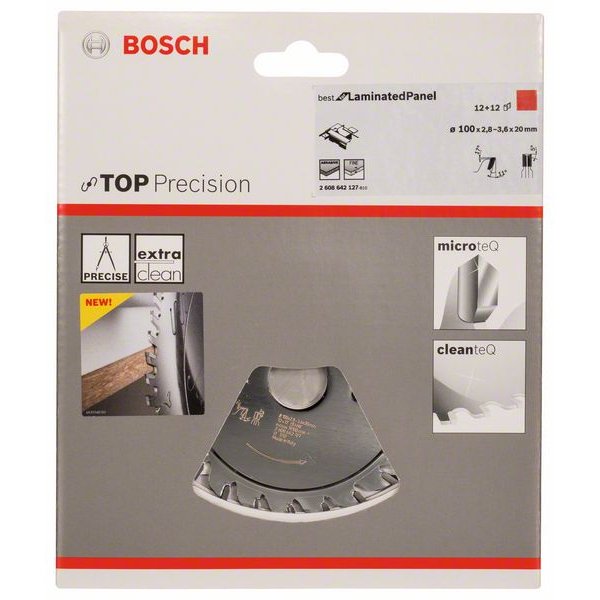 BOSCH Vorritzblatt Top Precision Best für Laminatplatte, Ø 100mm, 12 + 12 Zähne 