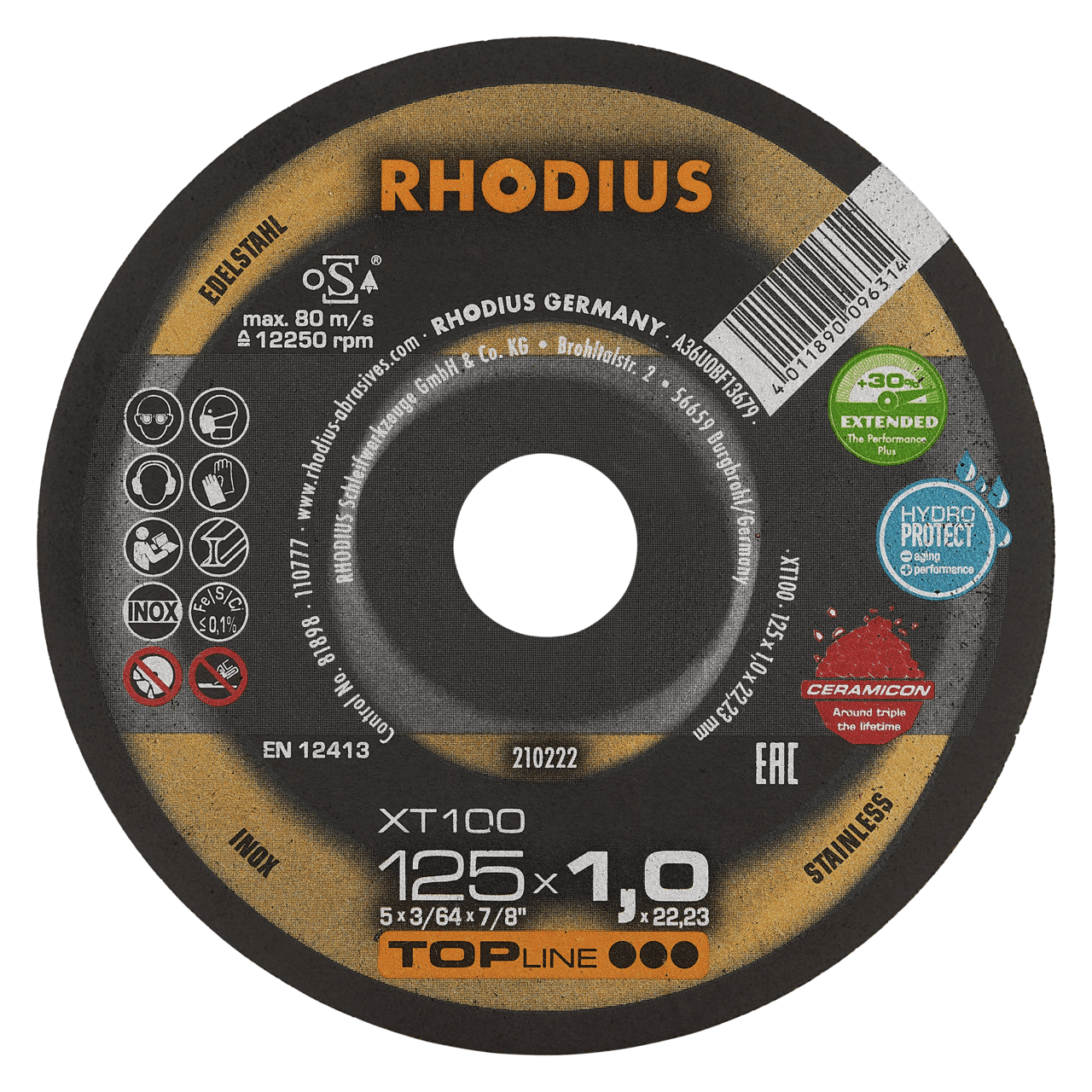 Profi Trennscheibe RHODIUS | XT100 gerade | 125 x 1,0  mm - Für Edelstahl & Stahl, Präzise und Langlebig | 210222