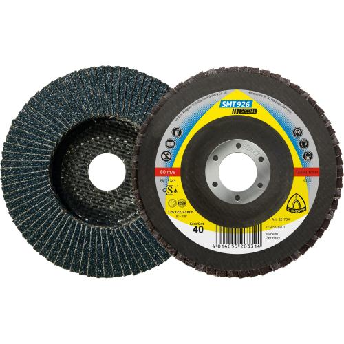 10x Klingspor SMT 926 Fächerscheibe Schleifmopteller, 125x22,23mm Korn 40 gewölbt | 321704