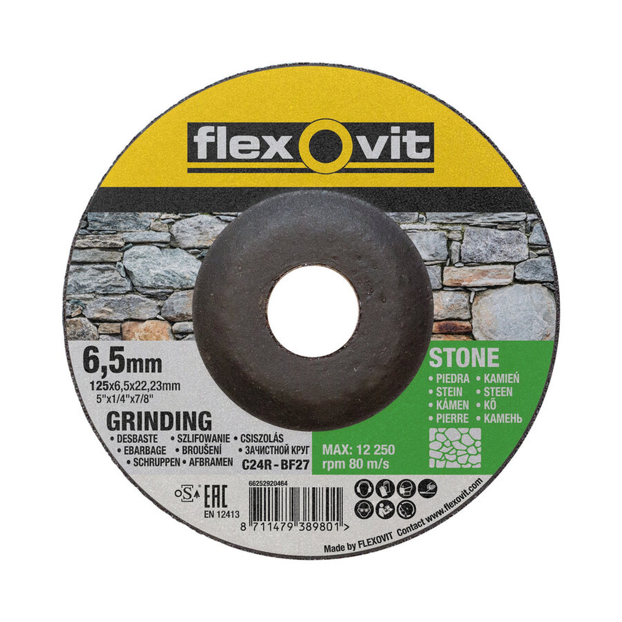 10 x Norton Gekröpfte Schruppscheibe für Stein Flexovit 125x6.5x22.23mm