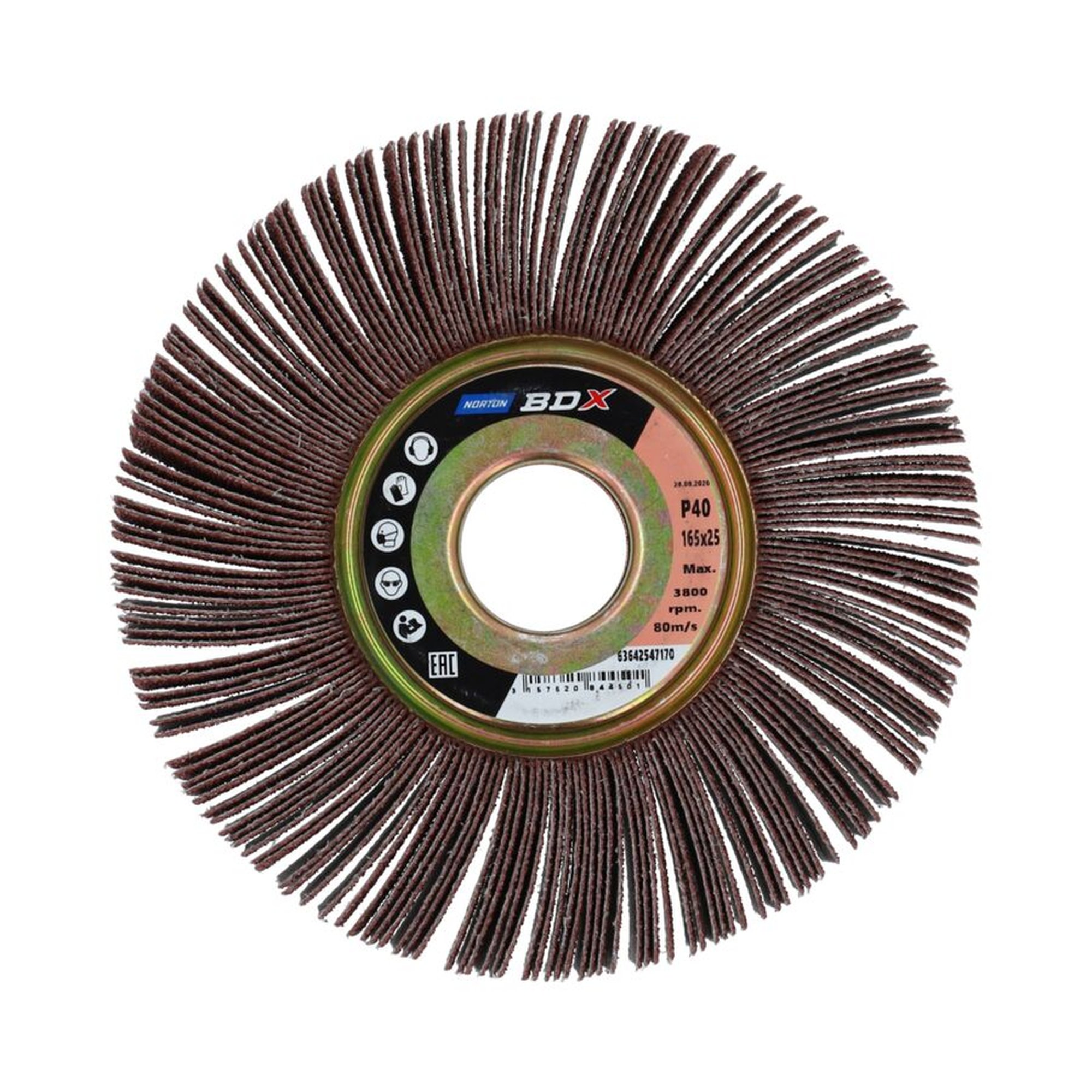 2 x Norton Fächerschleifer Schleifmop mit Flansch 165x25x32 R207 40 BDX