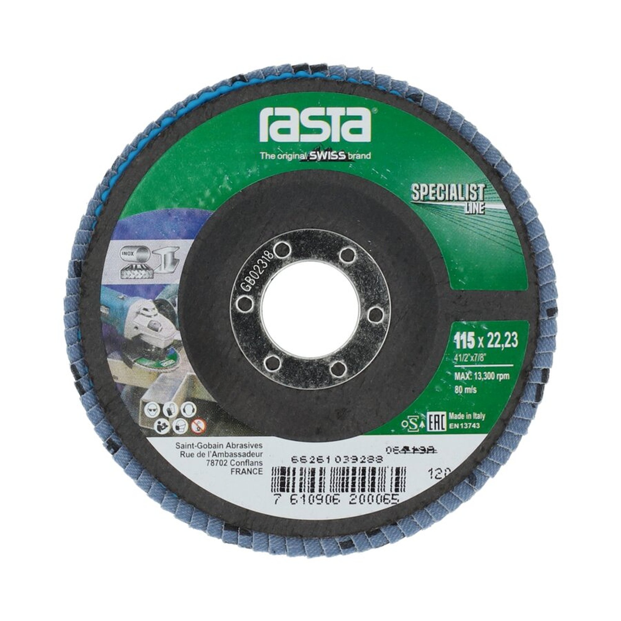 10 x Norton Fächerschleifscheiben 115x22mm K120 Rasta Specialist Line, robust & effizient