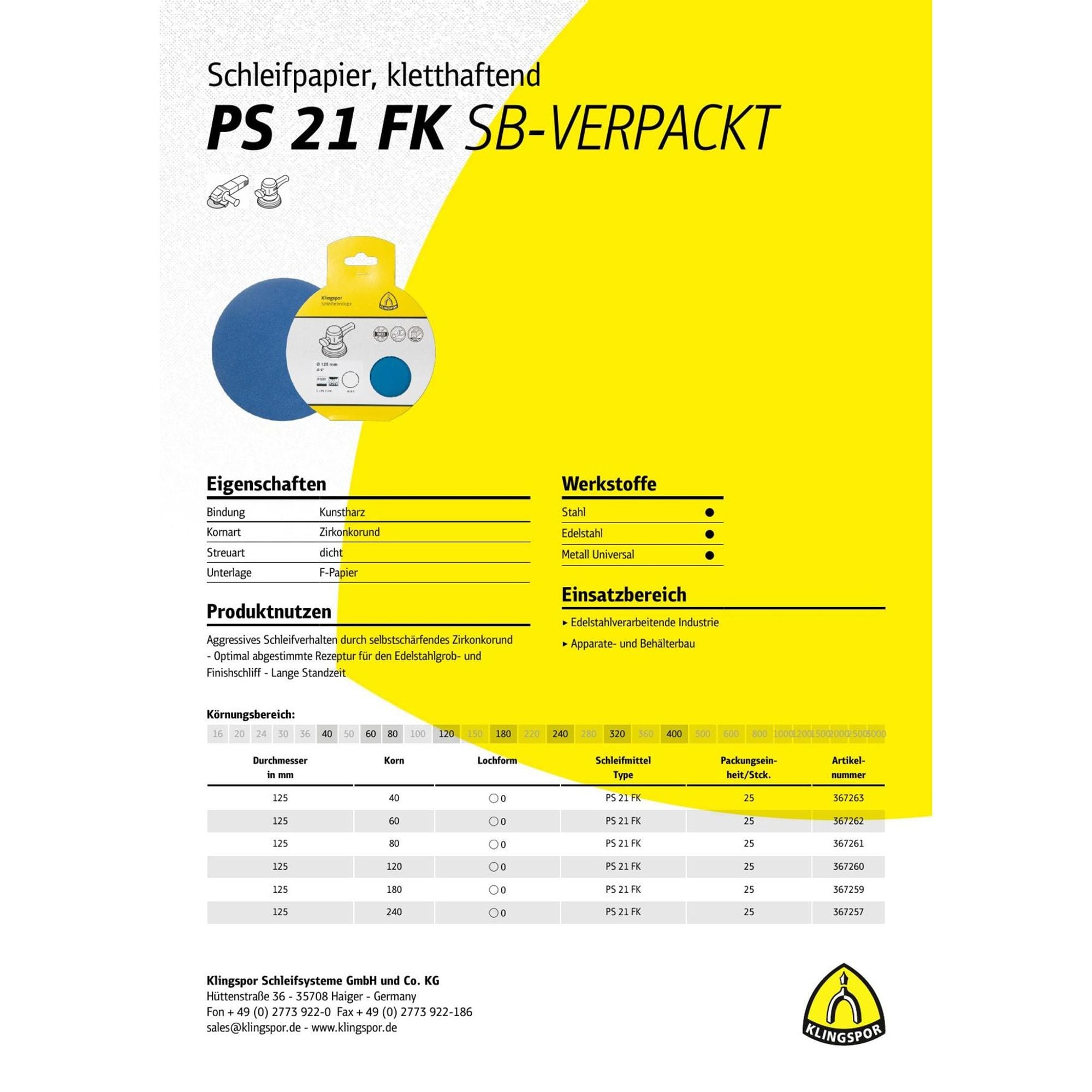 Klingspor Schleifband PS726F | 400 x 1320 mm | Korn 80