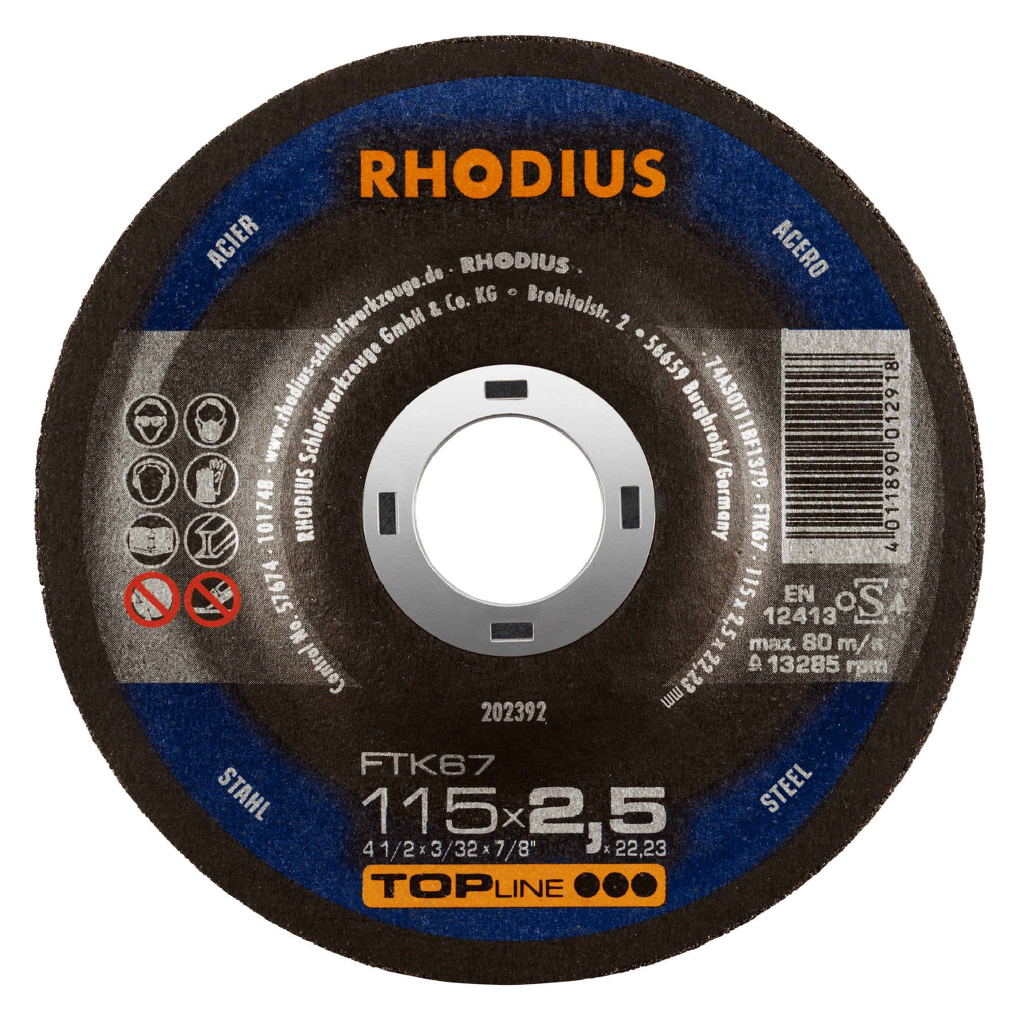 25 x RHODIUS Freihandtrennscheibe FTK67 Ø 115 mm