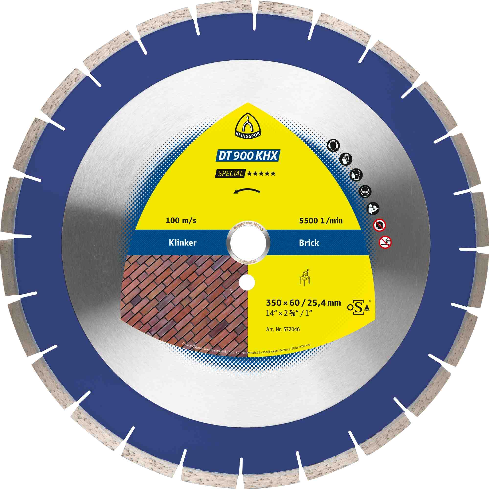 1 x Klingspor DT 900KHX Diamanttrennscheiben 400 x 3,6 x 60 mm 28 Segmente 40 x 3,6 x 12 mm Engverzahnt Reduzierring 25,4