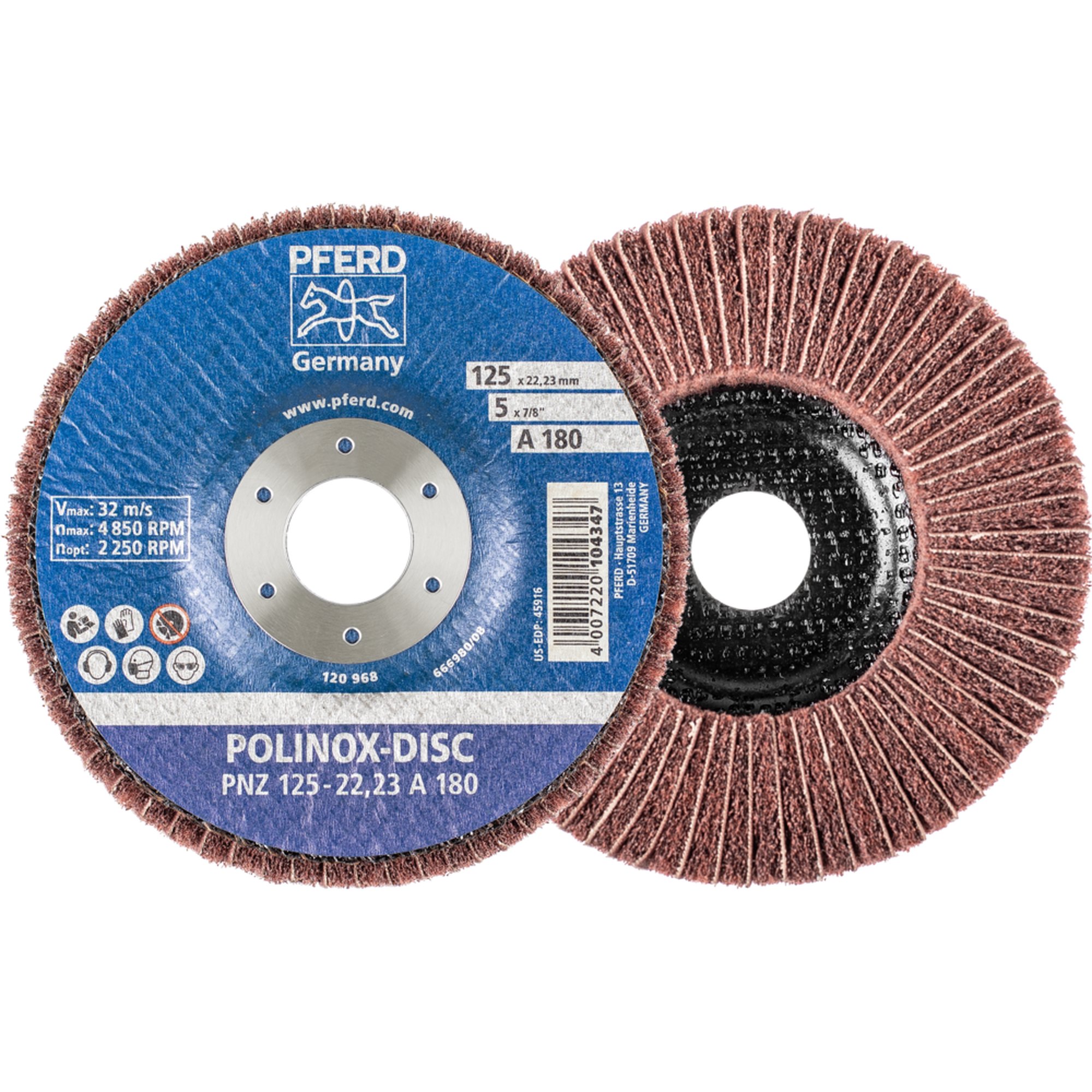 5 x PFERD POLINOX-Schleifdisc PNZ 125-22,23 A 180