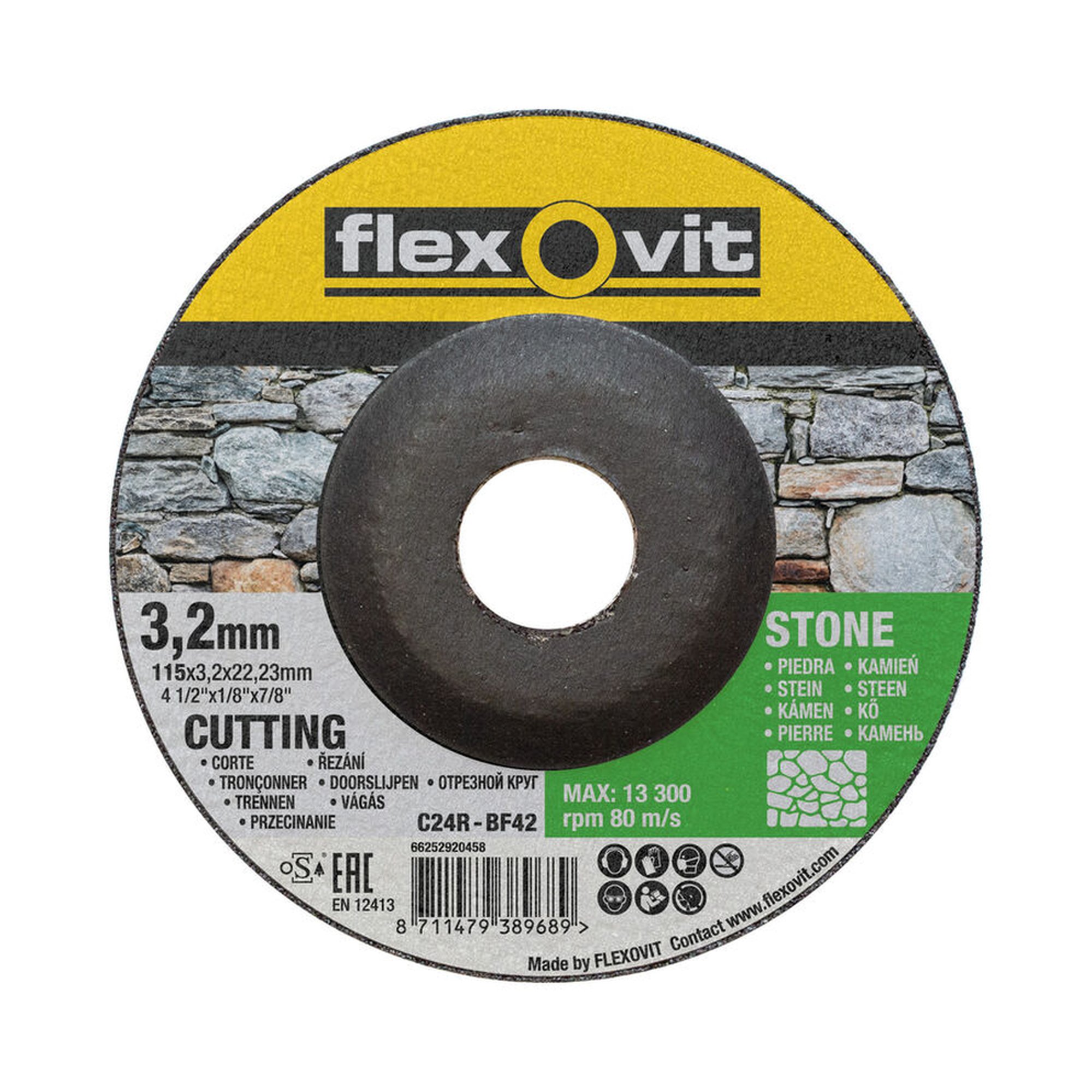 25 x Norton Gekröpfte Trennscheibe für Stein Flexovit 115x3.2x22.23mm MERCHANDISING