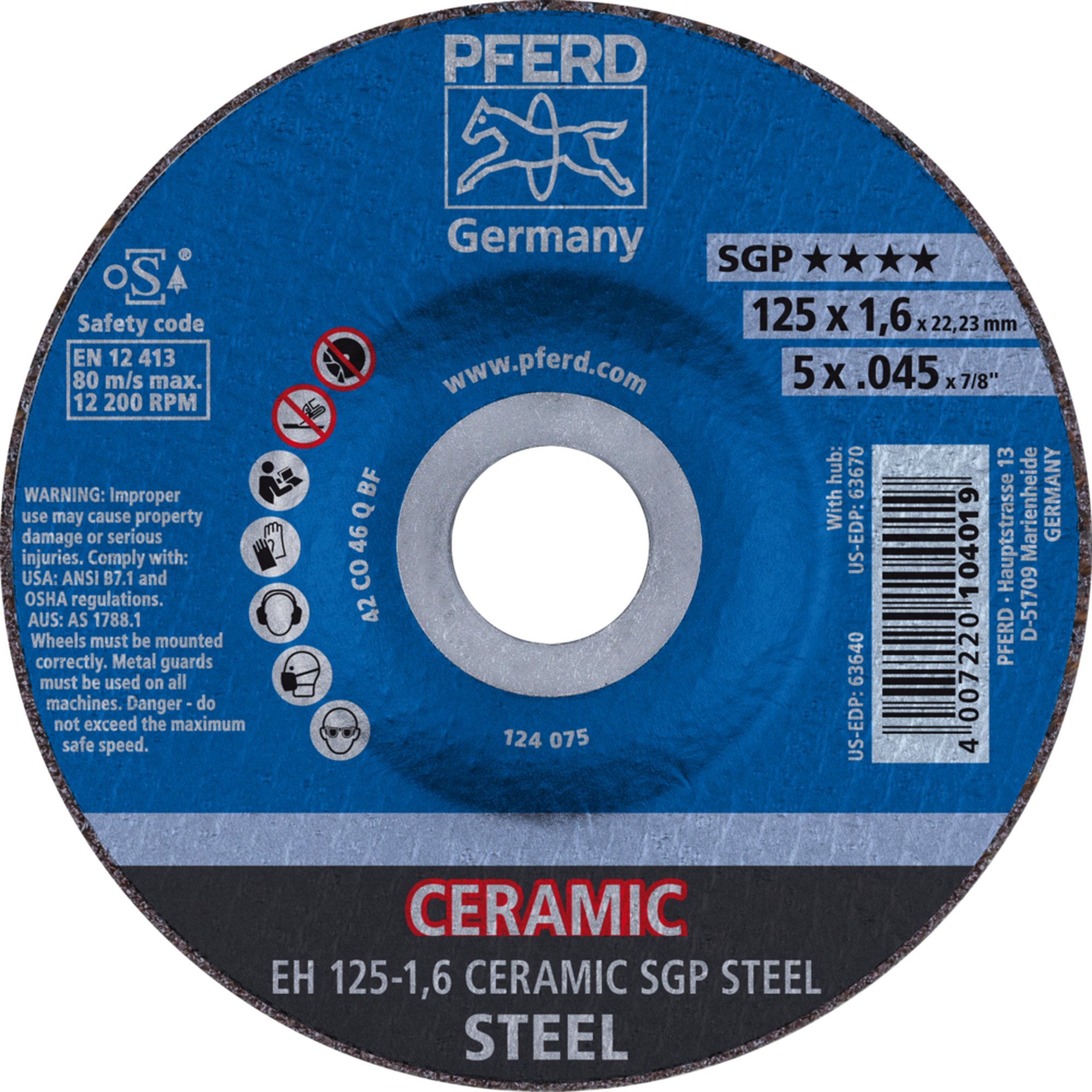 25 x PFERD Trennscheibe EH 125-1,6 CERAMIC SGP STEEL