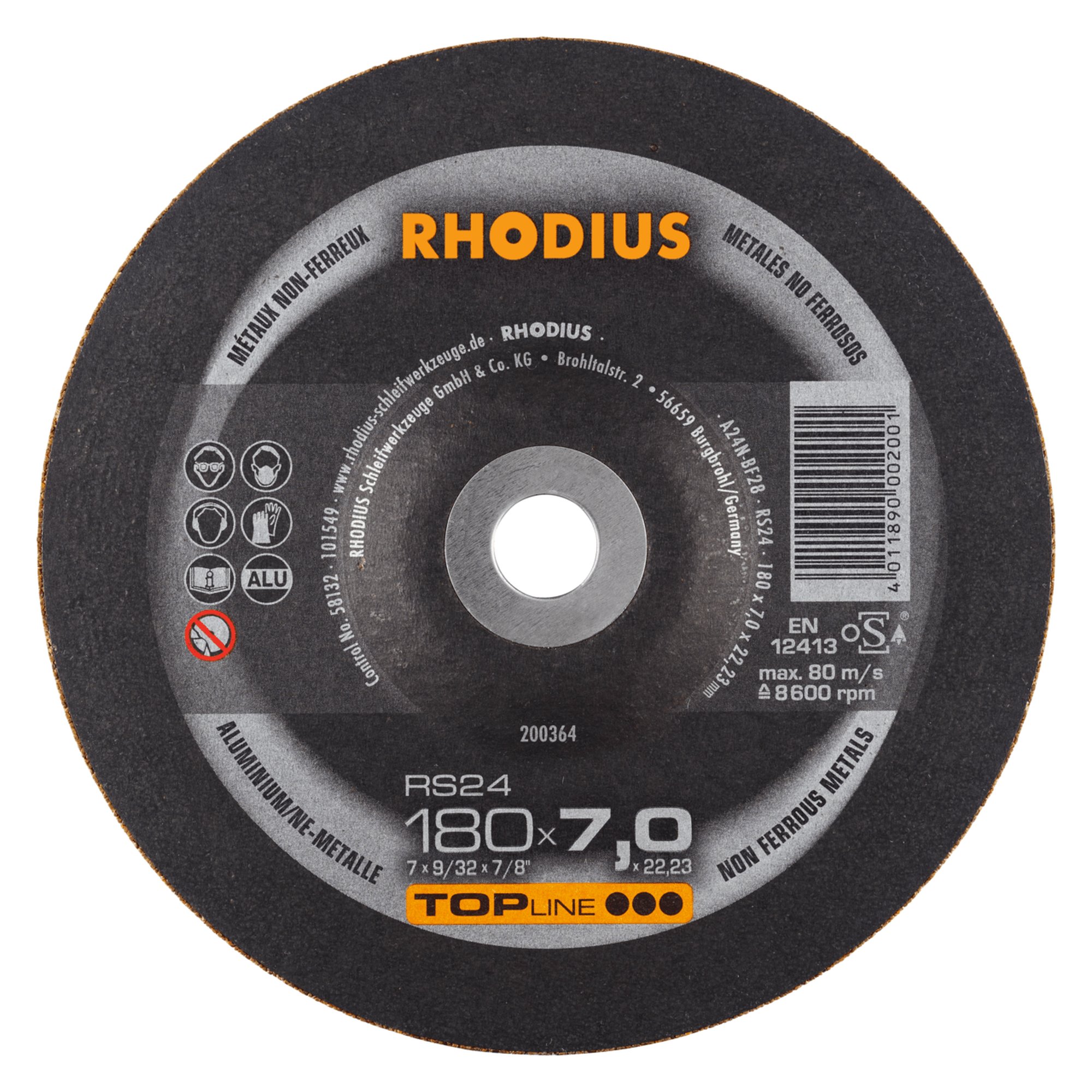 10 x RHODIUS Schruppscheibe RS24 Ø 180 mm