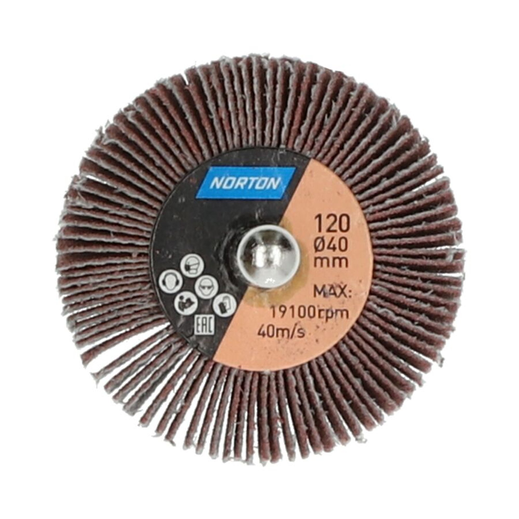 10 x Norton Fächerschleifer Schleifmop mit Schaft 40x20x6 R207 Korn 120