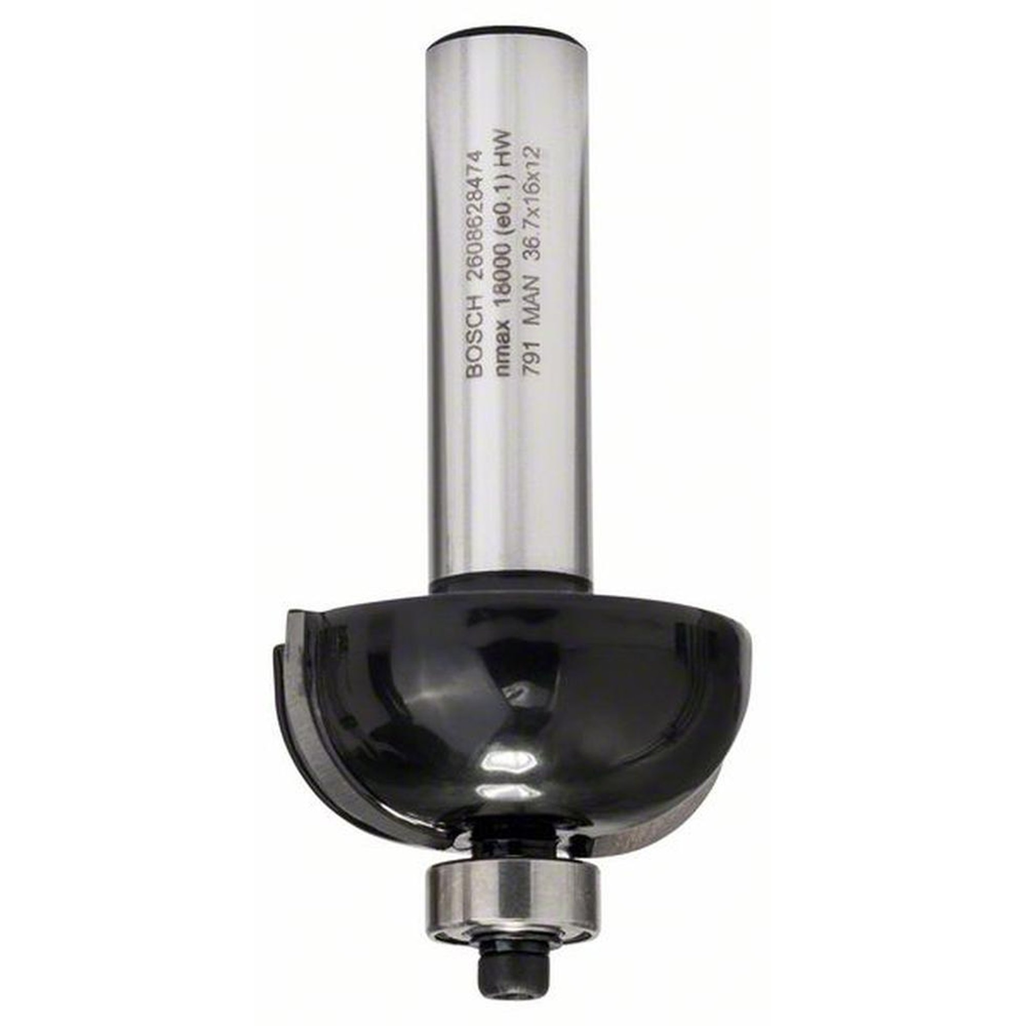 BOSCH Hohlkehlfräser für Holz, 12 mm, R1 12 mm, Ø 36,7 mm, L 16 mm