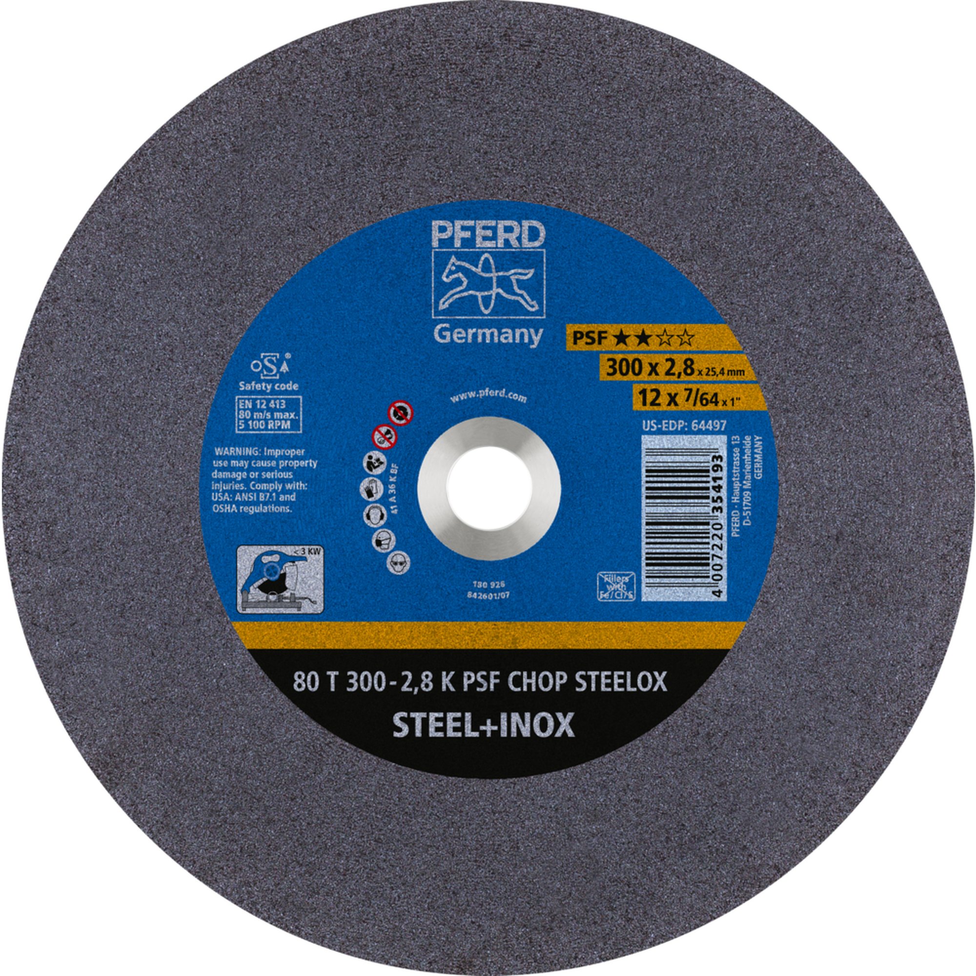 20 x PFERD Trennscheibe CHOPSAW 80 T 300-2,8 K PSF CHOP STEELOX/25,4