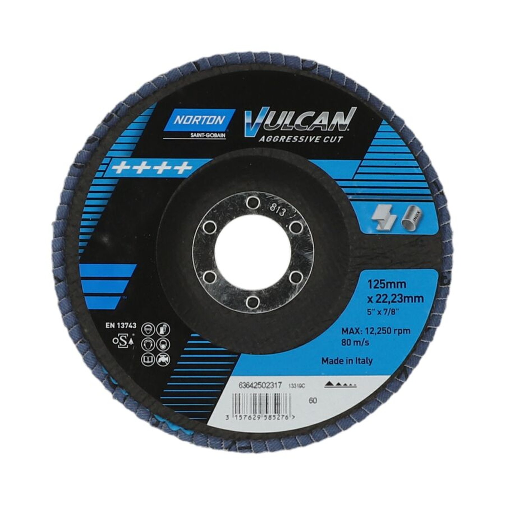 10 x Norton VULCAN R842 Fächerschleifscheiben 125x22mm Korn 60 für effizientes Schleifen