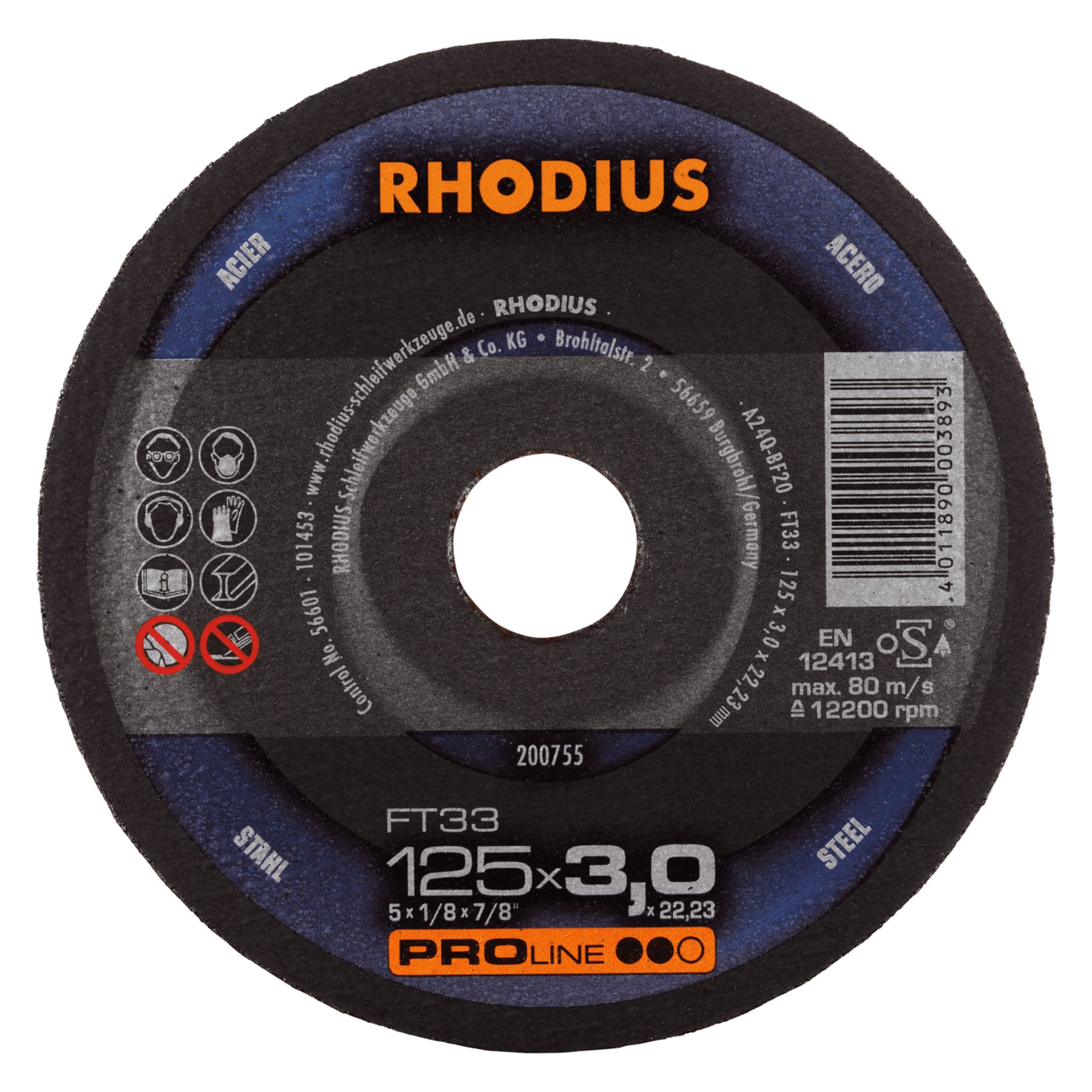25 x RHODIUS Freihandtrennscheibe FT33 Ø 125 mm