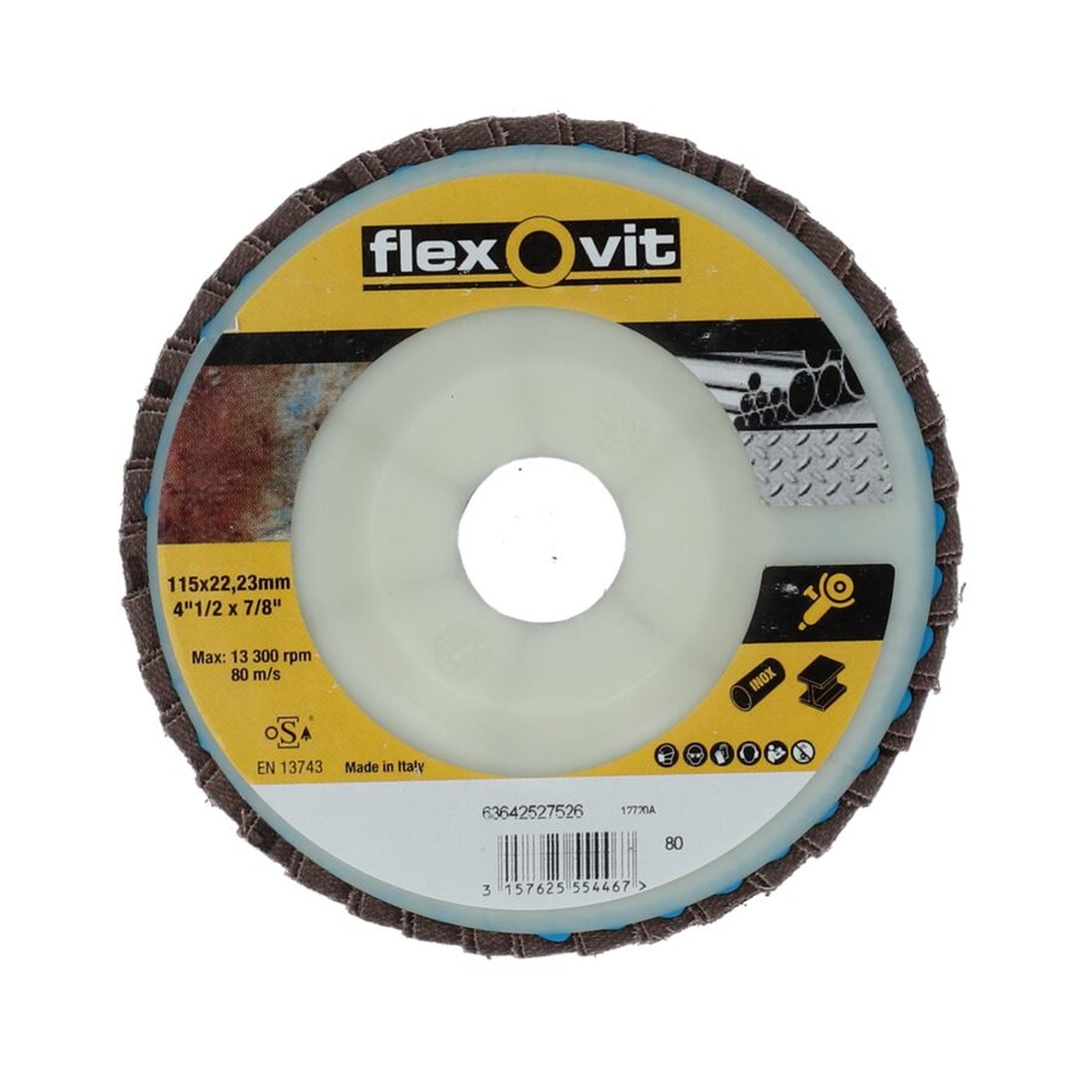 10 x Norton Fächerschleifscheiben 115x22mm K80 Flexovit, langlebig und effizient