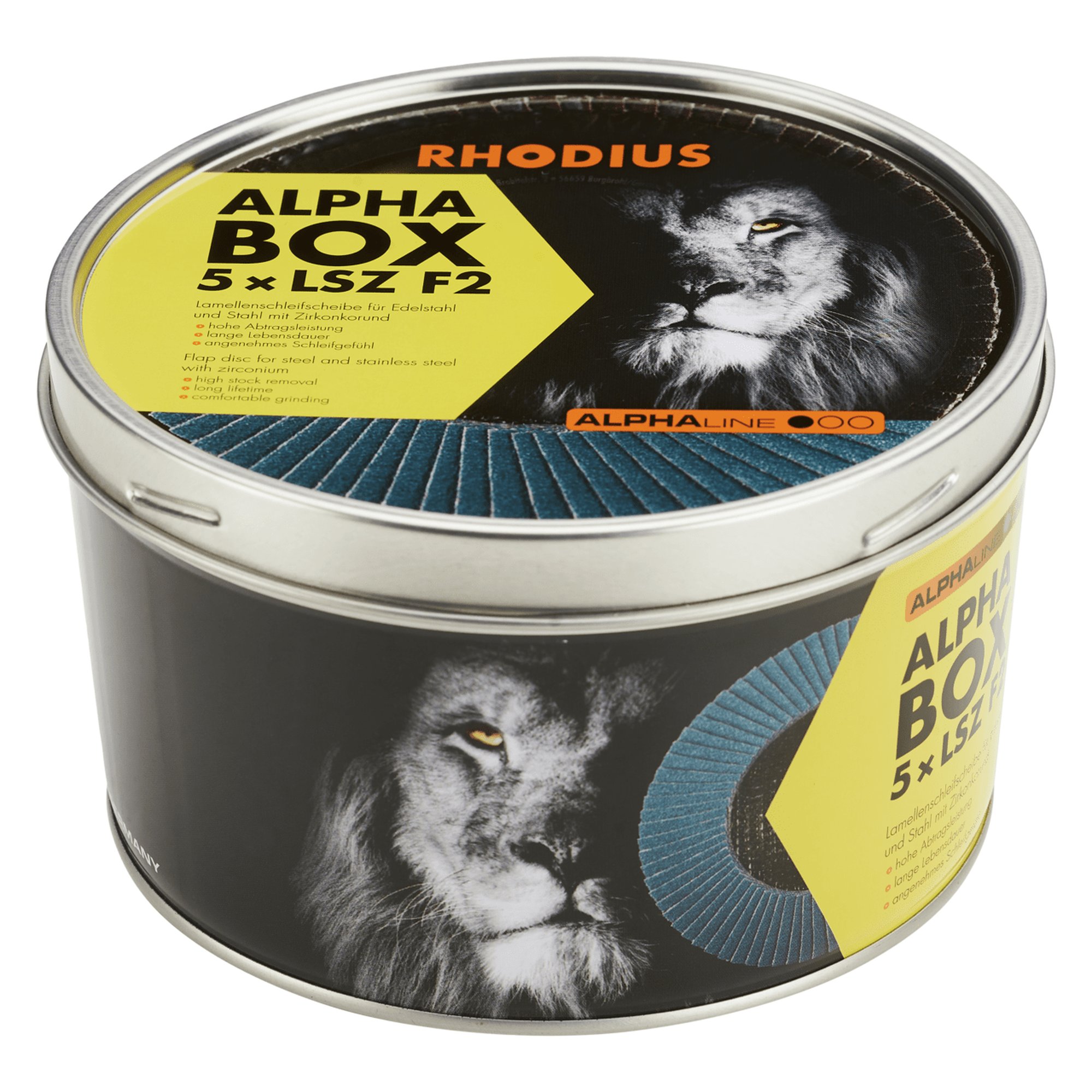 5 x RHODIUS Fächerschleifscheibe Fächerscheibe LSZ F2 BOX Ø 125 mm Korn 80