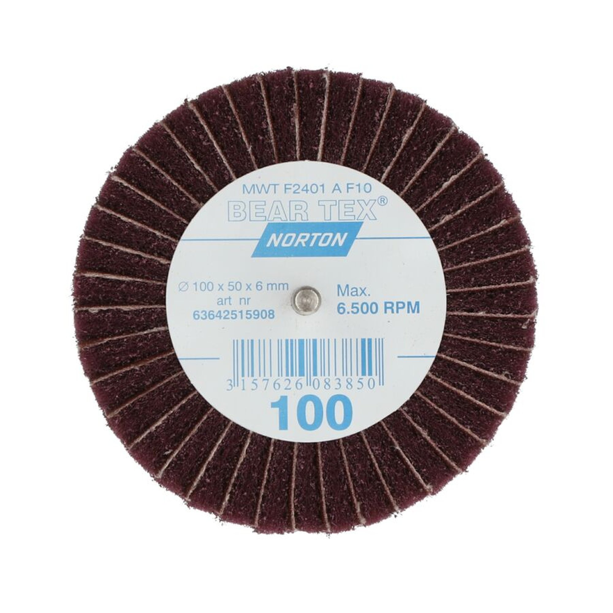 10 x Norton Beartex Fächerschleifer Fein A 100x50x6 kombiniert mit Schleifleinen Korn 100