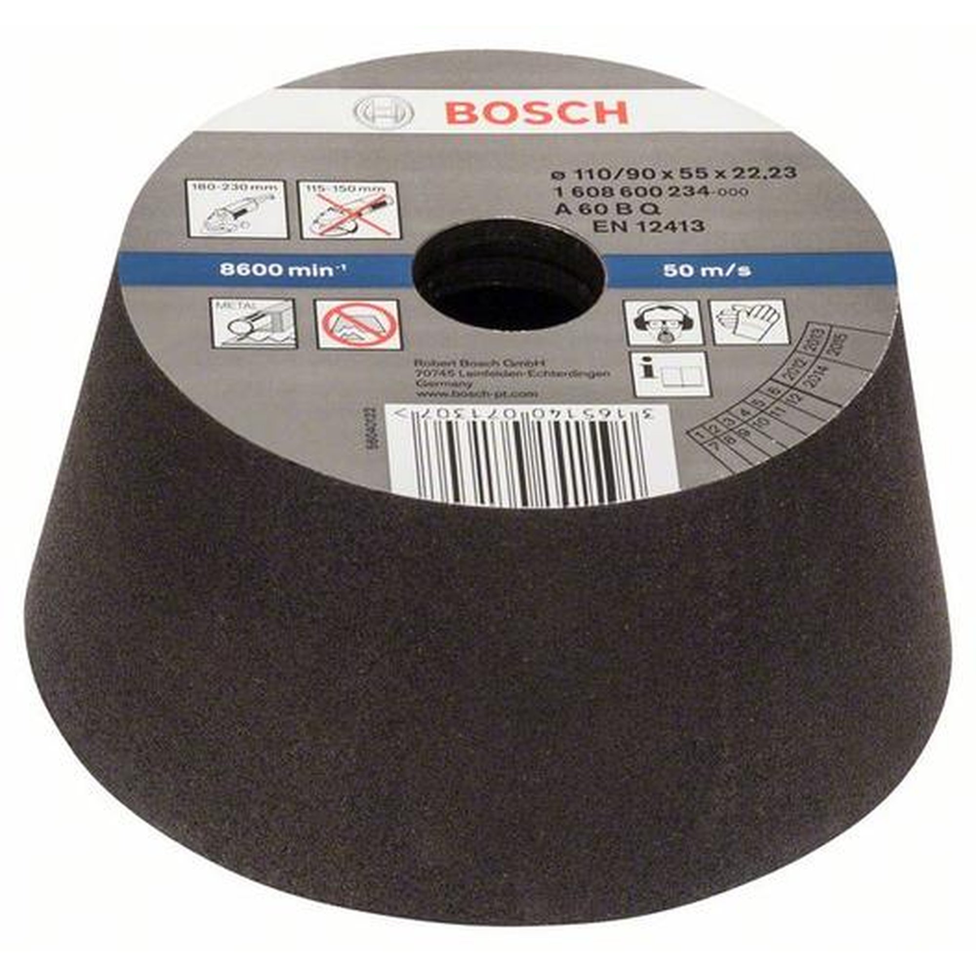 BOSCH Schleiftopf, konisch, Metall/Gusseisen, Ø 90 - 110 mm, H: 55 mm, K 60