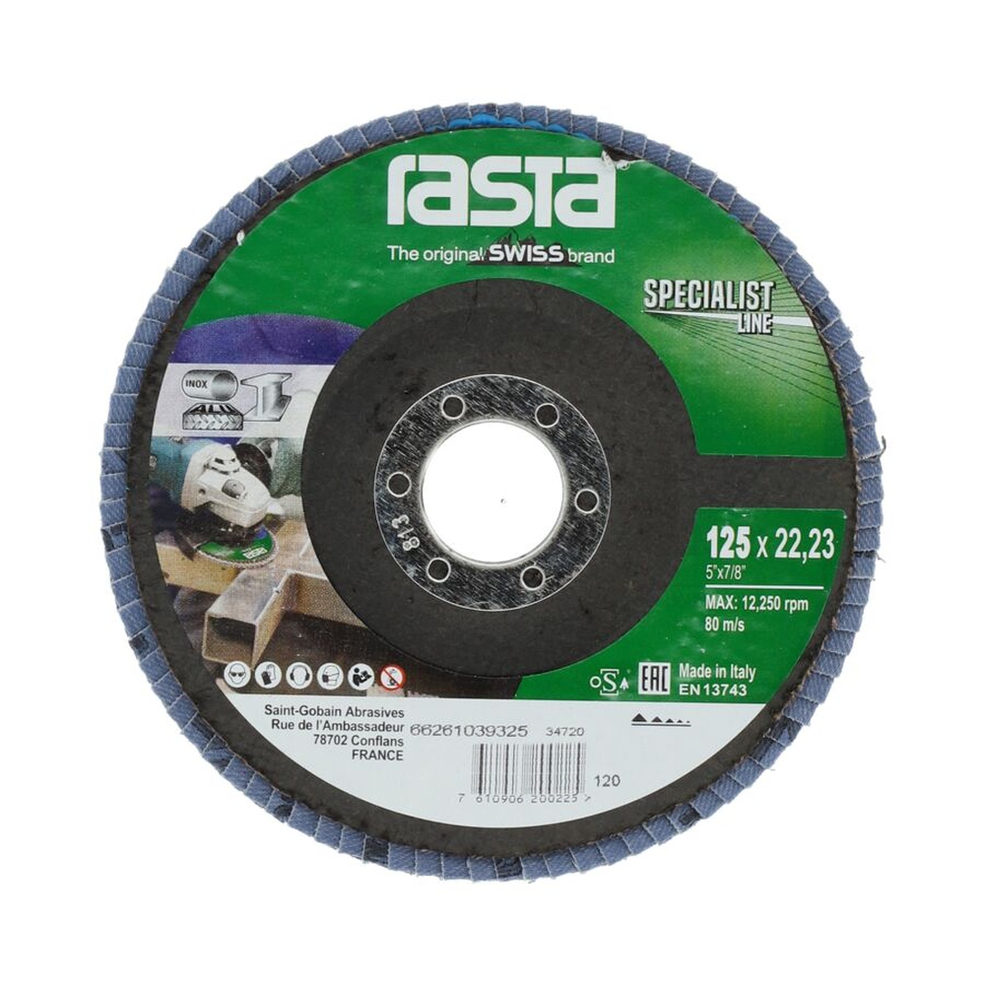 10 x Norton Fächerschleifscheiben 125x22mm K120 Rasta Specialist Line, langlebig