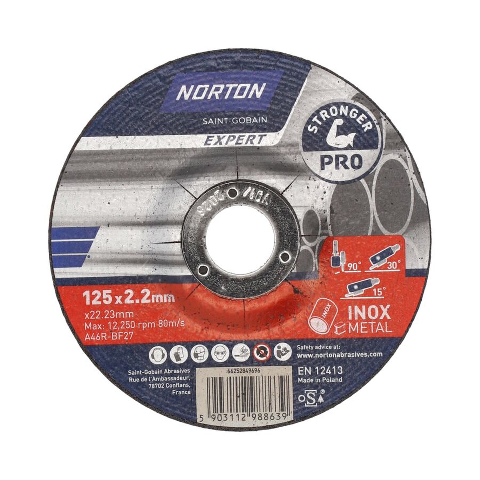 10 x Norton EXPERT Gekröpfte Schruppscheibe für Metall/Inox 125x2.5x22.23mm