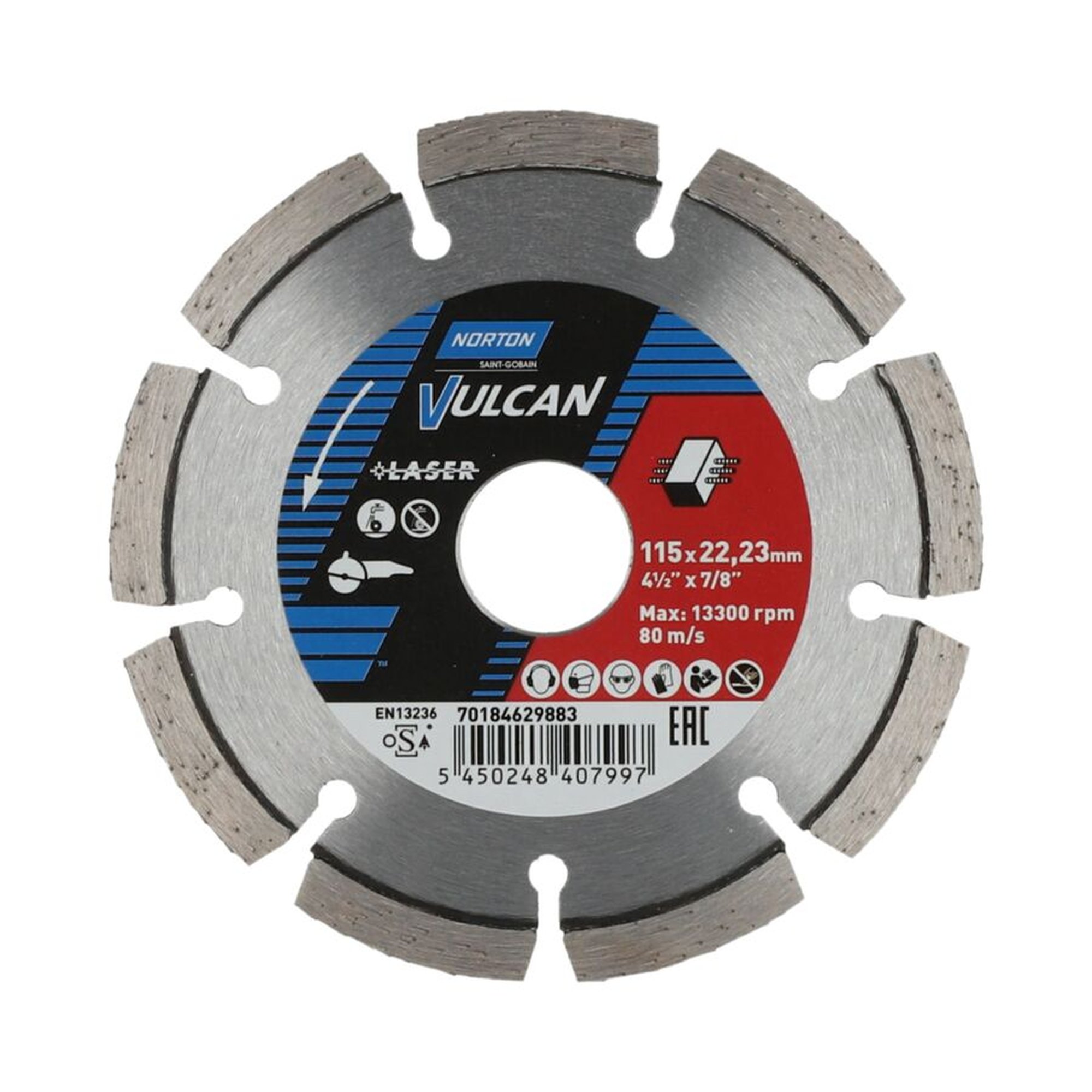 Norton Diamantscheibe Trennscheibe 115mm Vulcan Laser 7x2,2x22,23mm