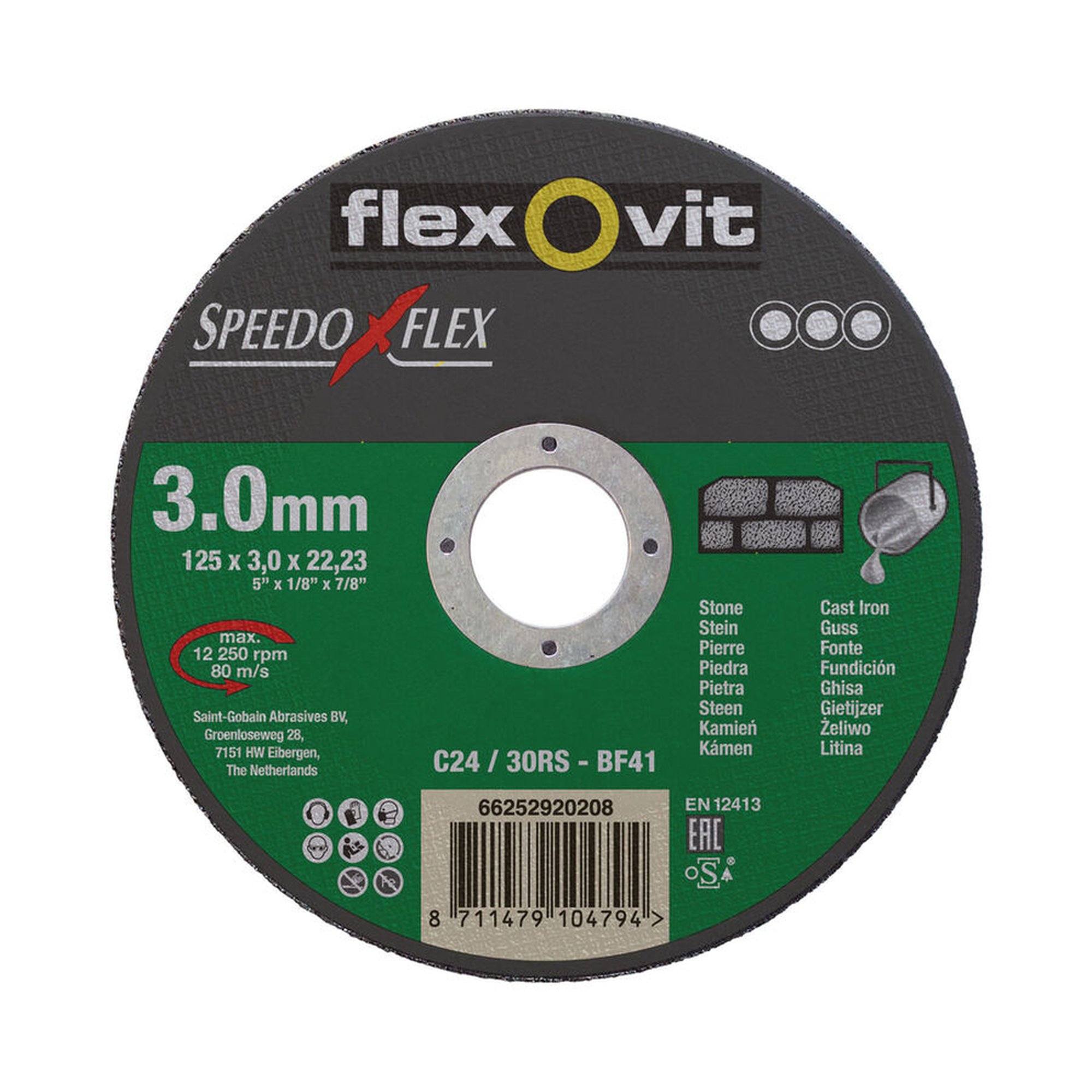 25 x Norton Trennscheibe für Stein 125x3x22.23mm Flexovit SPEEDOFLEX