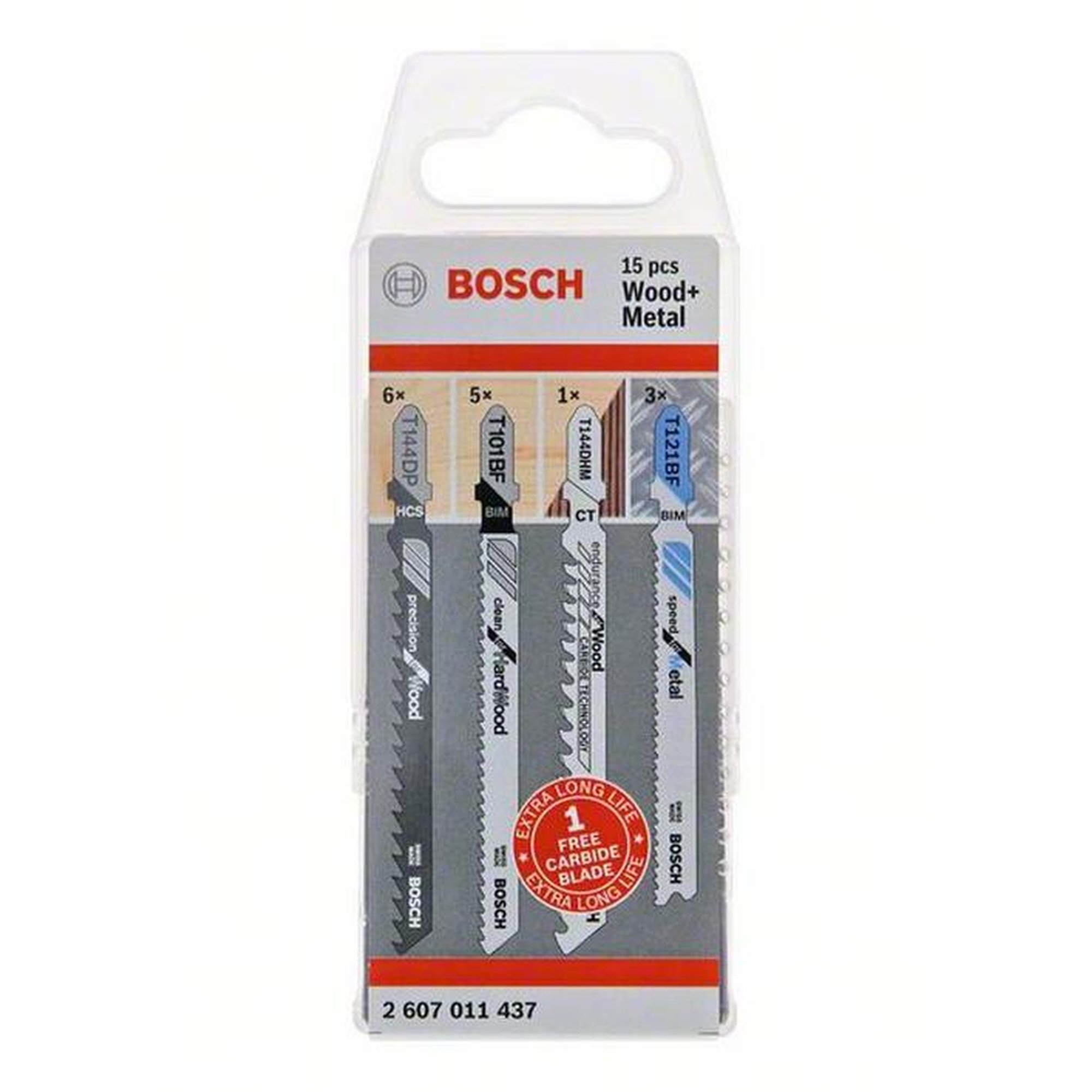 BOSCH 15-teiliges Stichsägeblatt-Set für Holz und Metall, T-Schaft