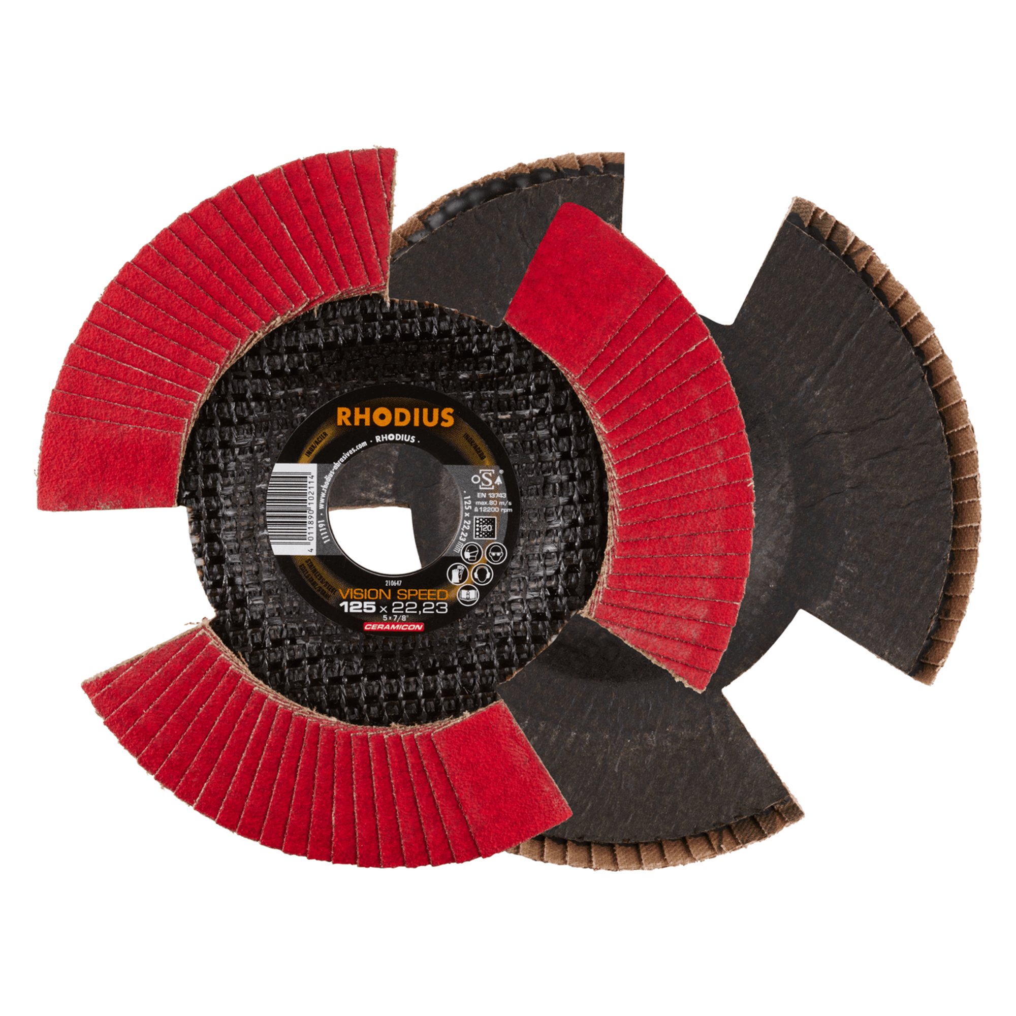 10 x RHODIUS Fächerschleifscheibe Fächerscheibe VISION SPEED Ø 125 mm Korn 120