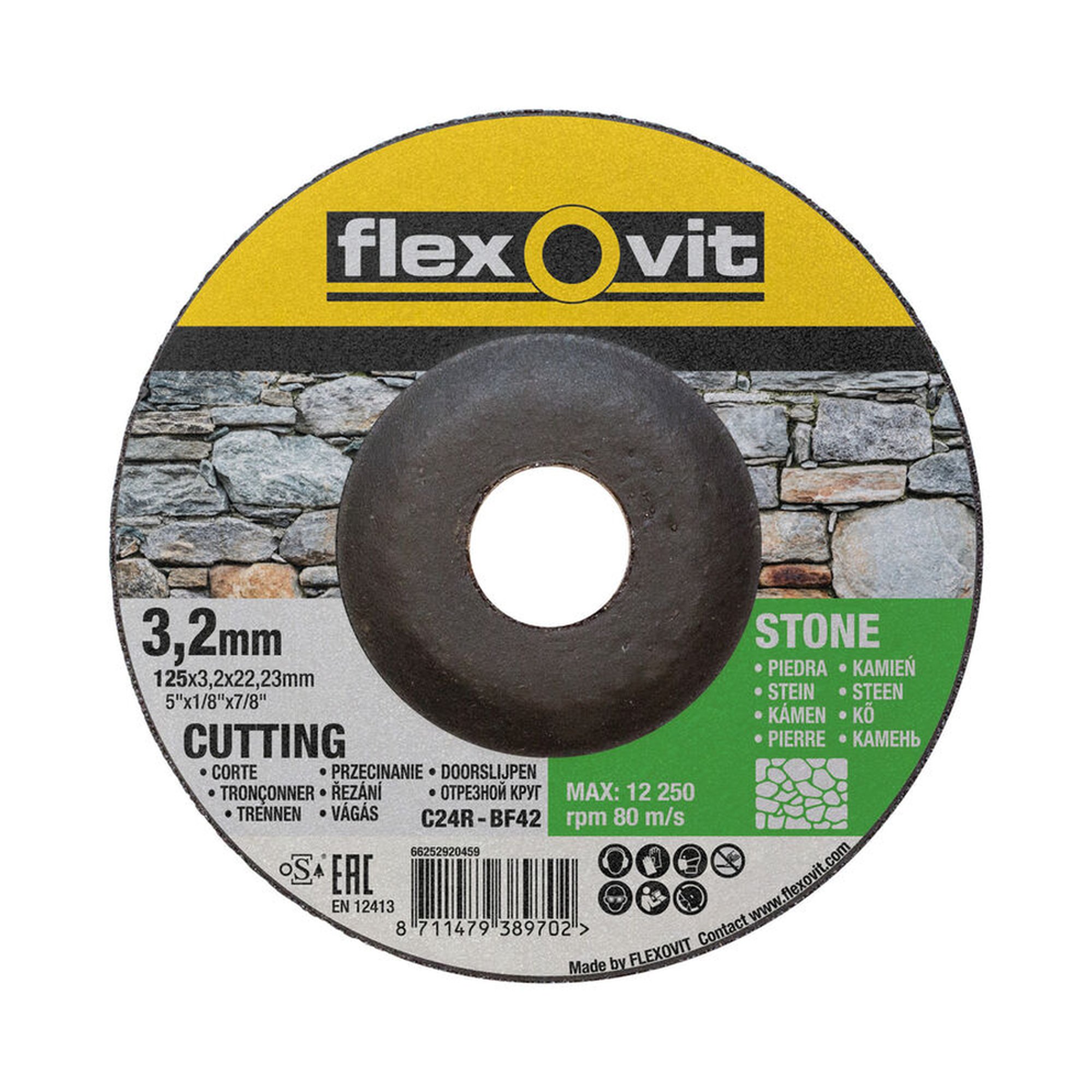 25 x Norton Gekröpfte Trennscheibe für Stein 125x3.2x22.23mm Flexovit