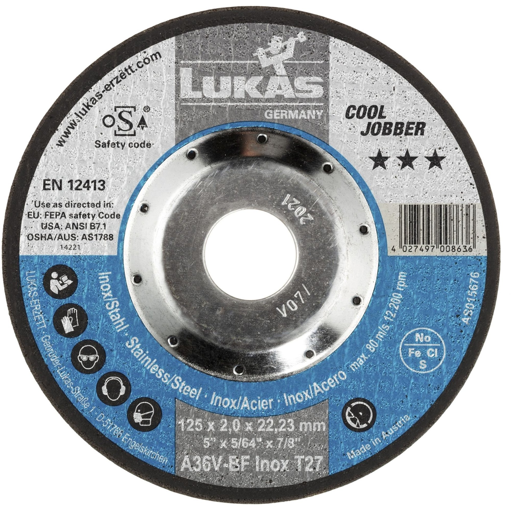 25x LUKAS Schruppscheibe Schruppscheiben T27 Edelstahl 115x2 mm gekröpft A36V-BF