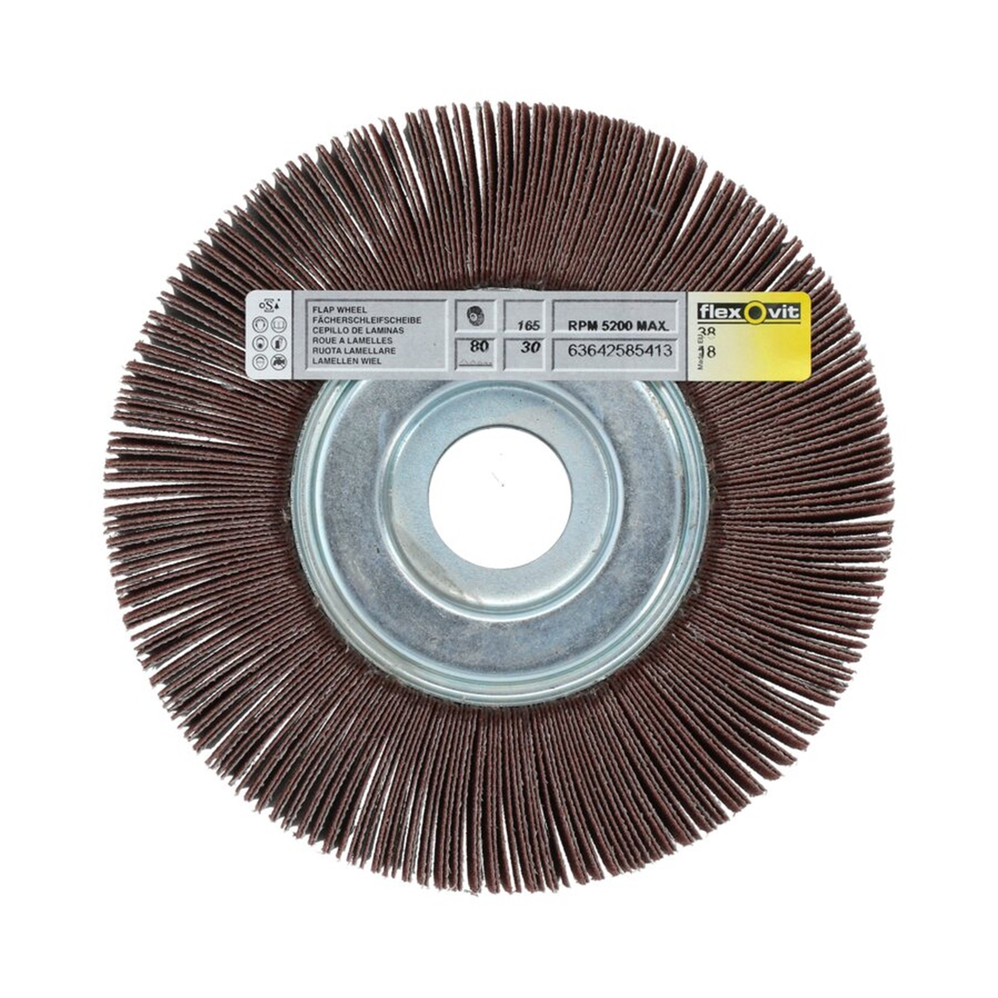 Lamellenschleifrad mit Flansch 165x30x30mm K80 Flexovit SPEEDOFLEX, effizient & langlebig